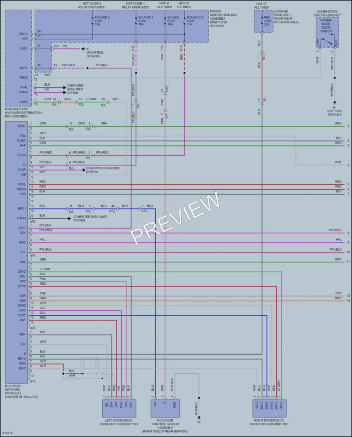 2023 Lexus LX600 Trunk Tailgate Fuel Door wiring diagram preview