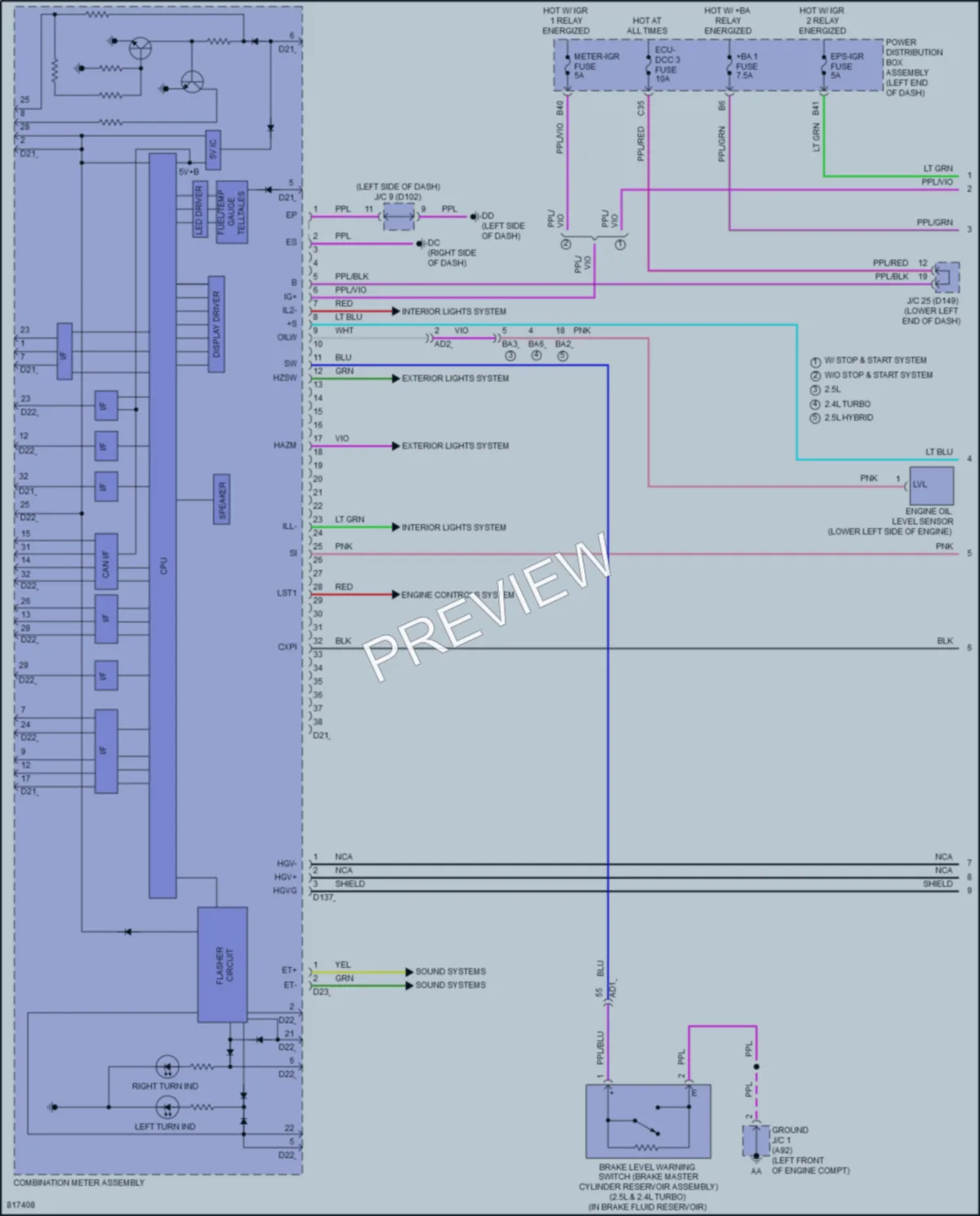 2023 Lexus NX250 Instrument Cluster wiring diagram preview