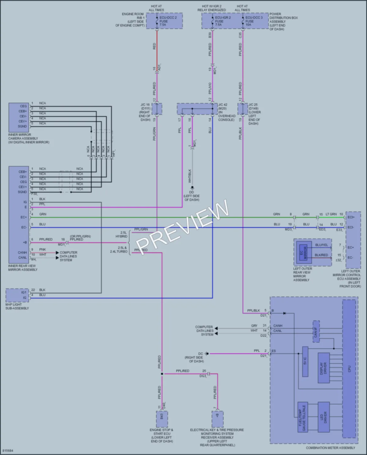 2023 Lexus NX250 Power Mirrors wiring diagram preview