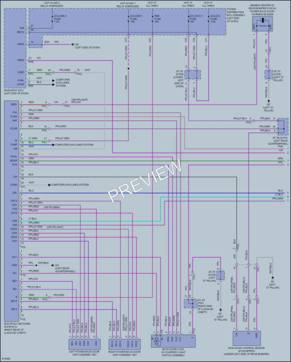 2023 Lexus NX250 Trunk Tailgate Fuel Door wiring diagram preview