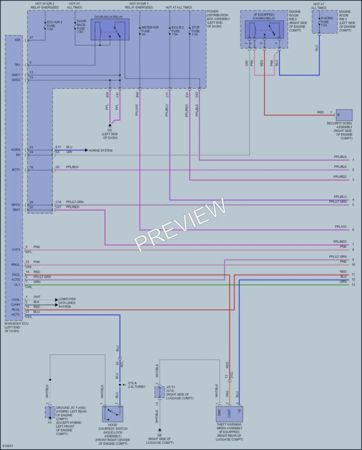 2023 Lexus NX350h Power Door Locks wiring diagram preview