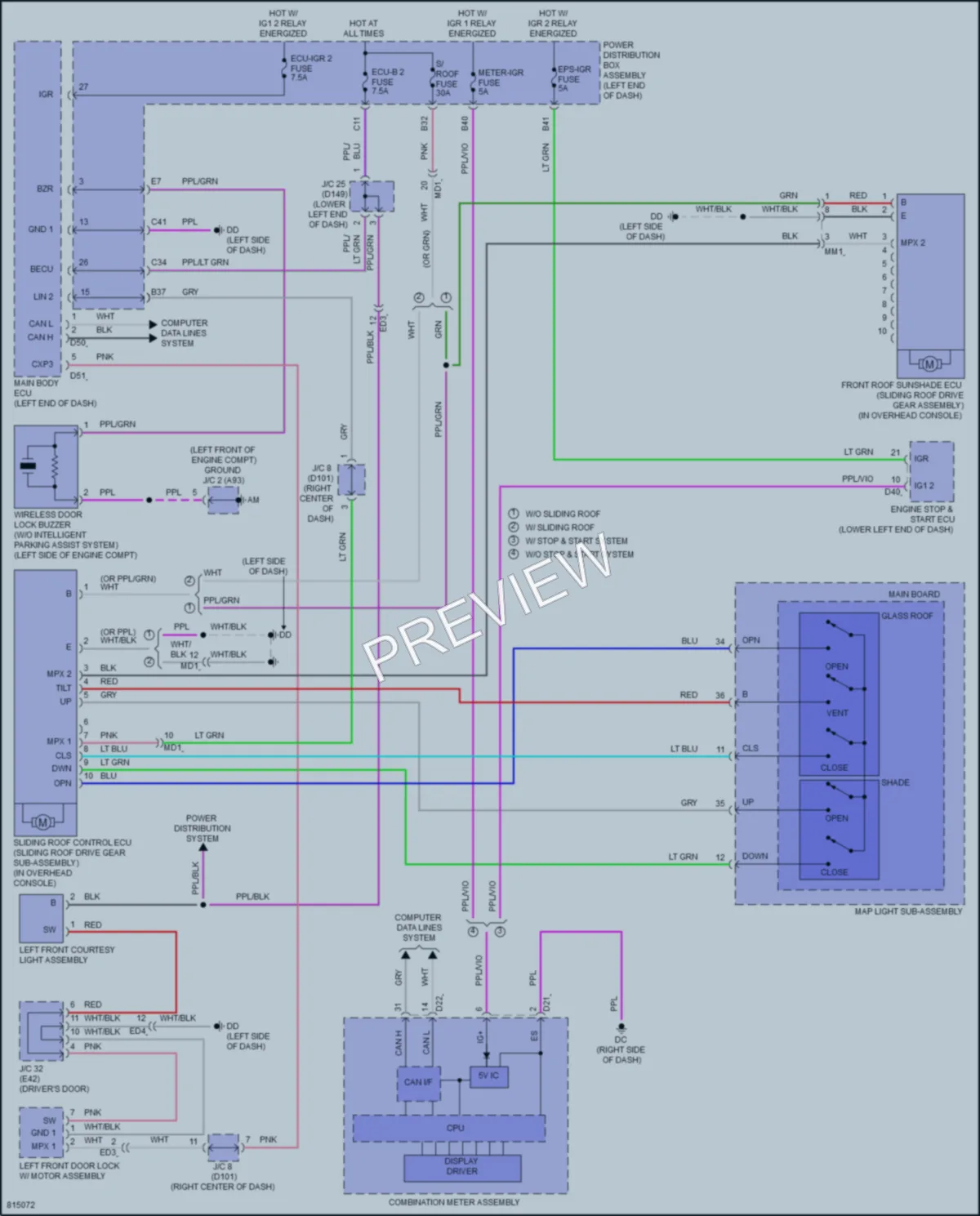 2023 Lexus NX350h Power Top Sunroof wiring diagram preview