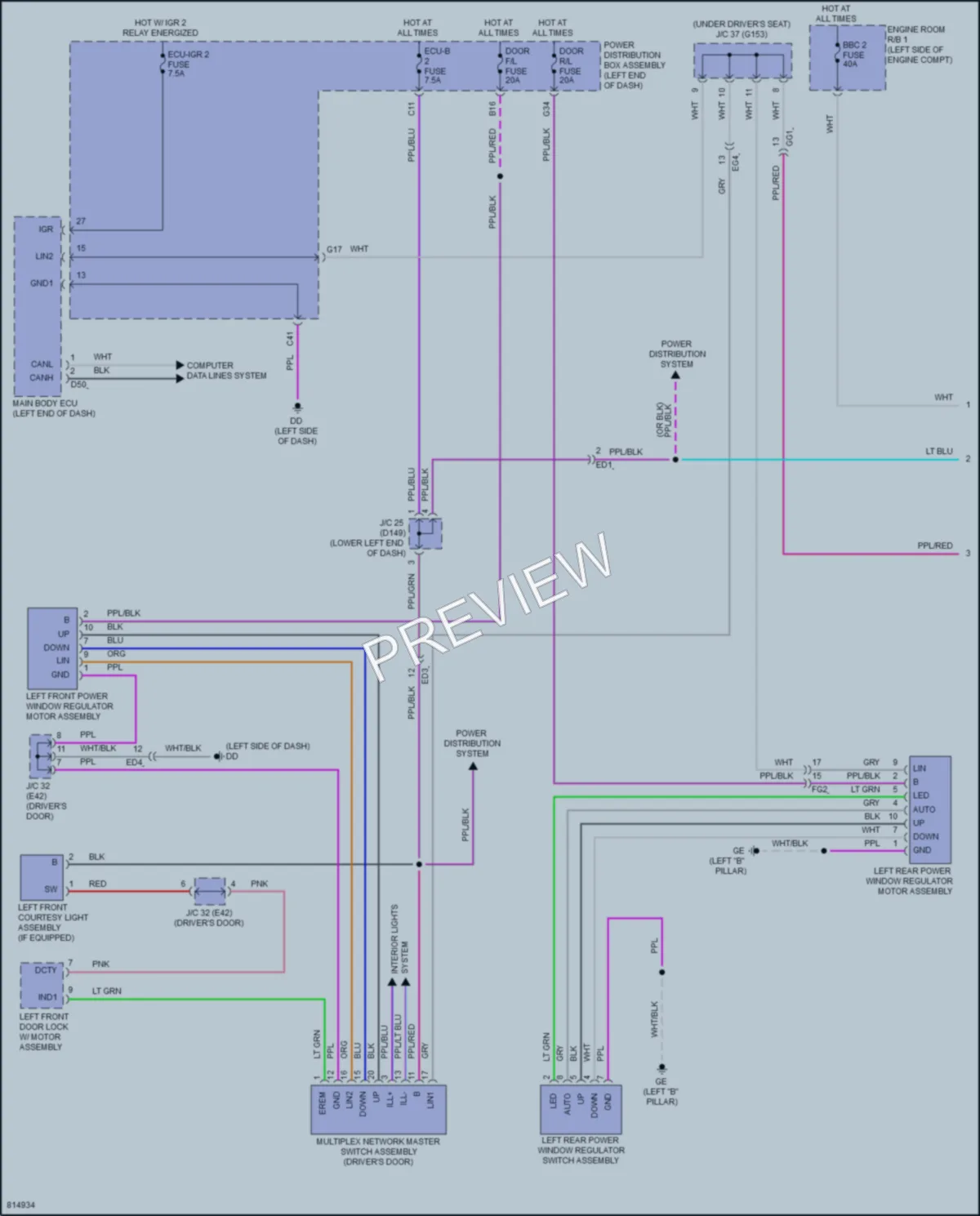 2023 Lexus NX350h Power Windows wiring diagram preview