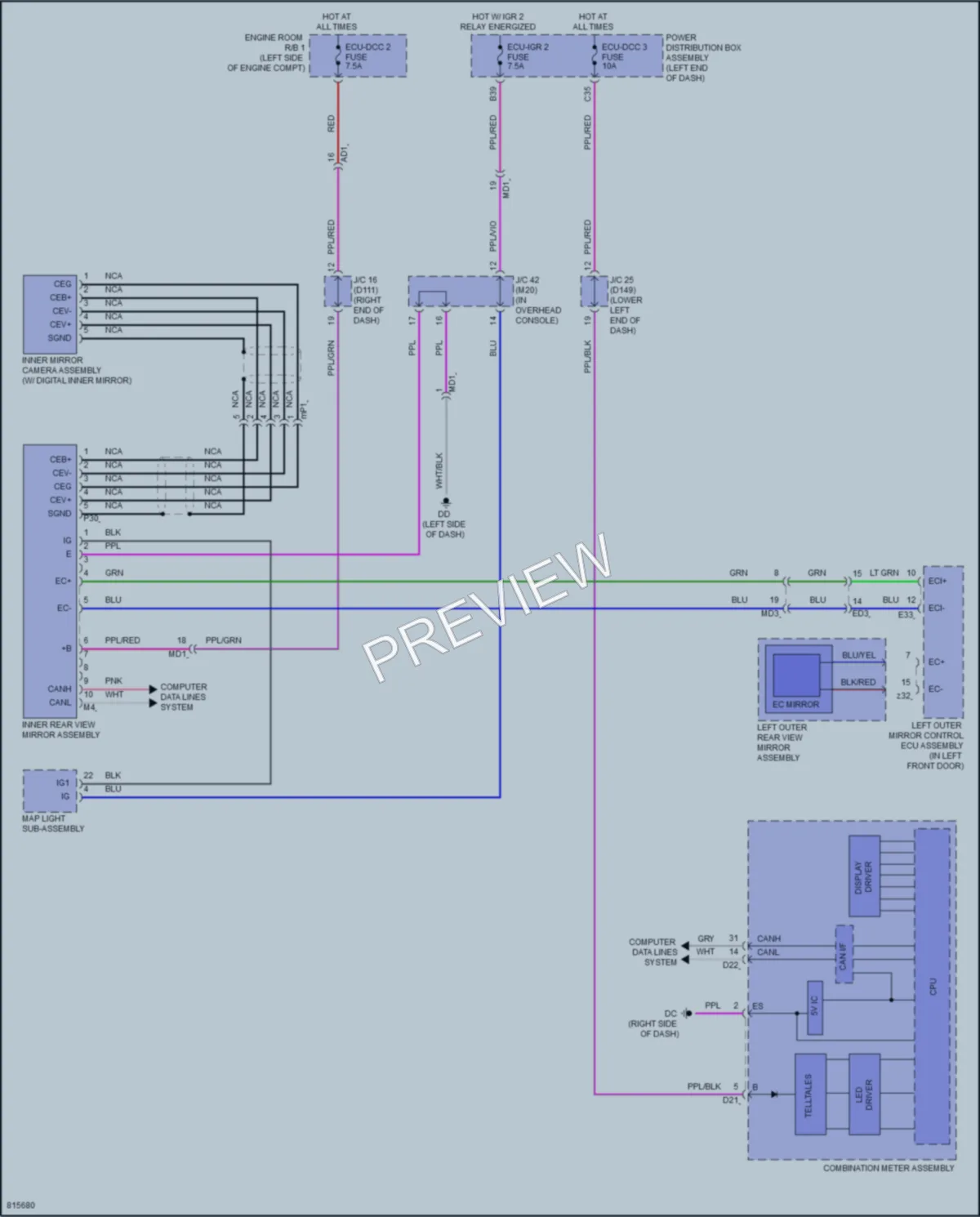 2023 Lexus NX450h Power Mirrors wiring diagram preview