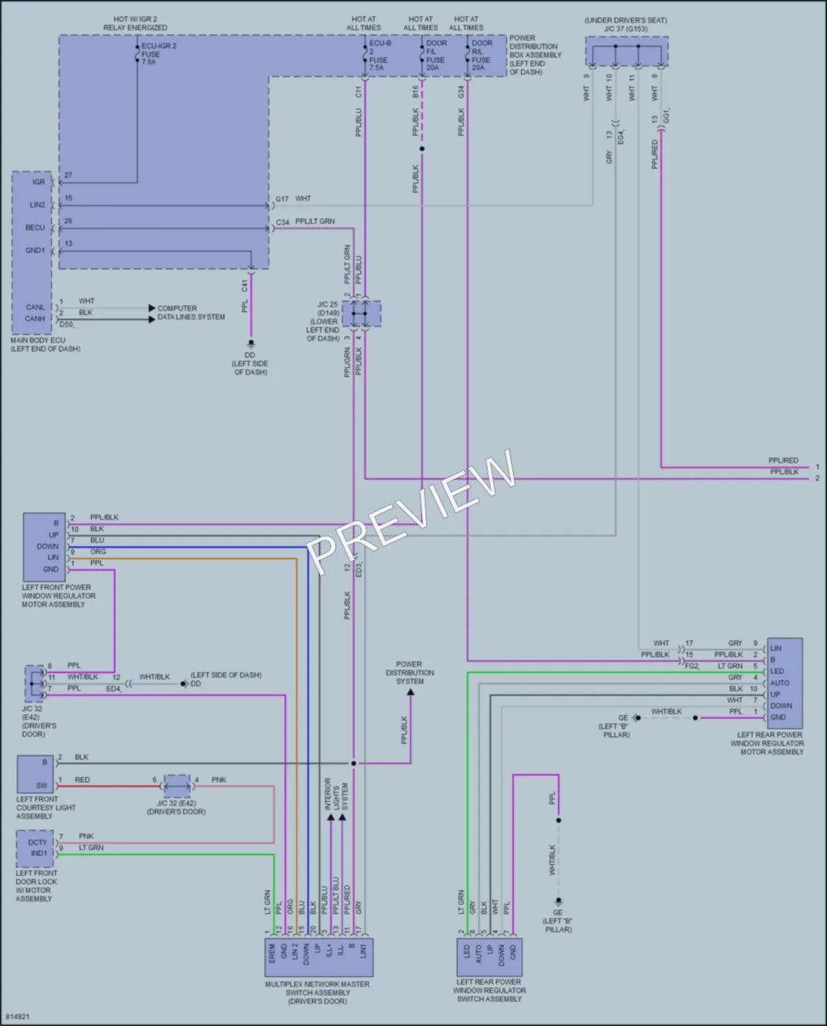 2023 Lexus NX450h Power Windows wiring diagram preview