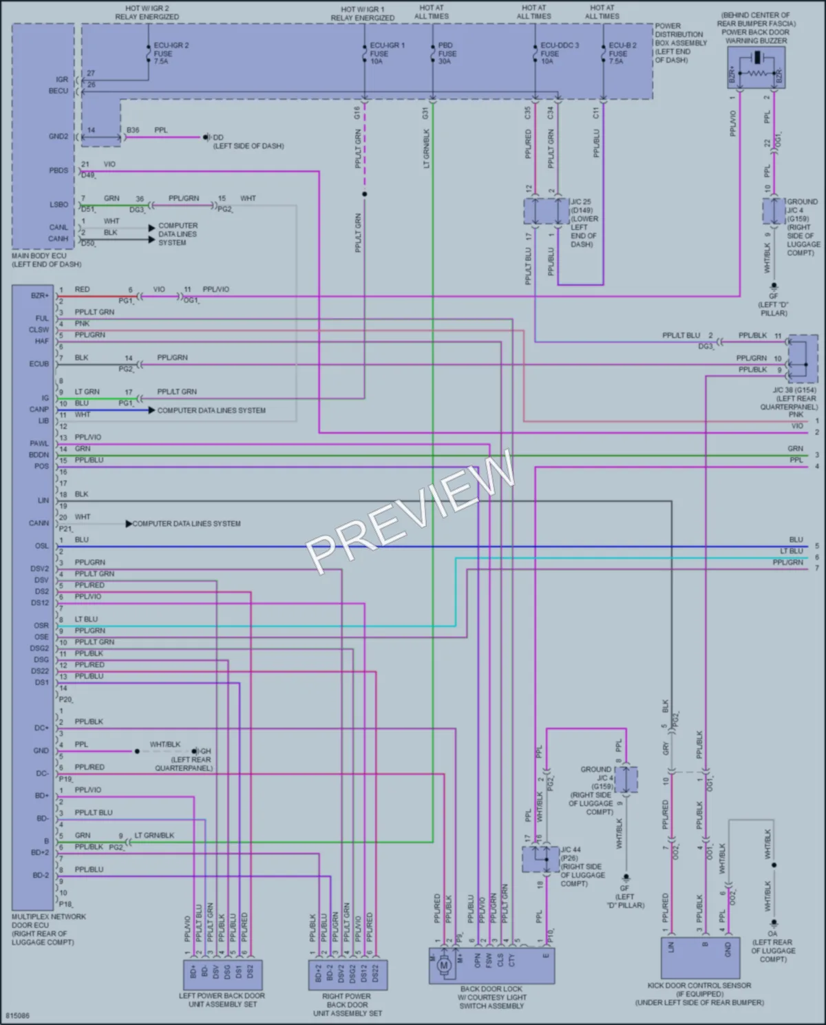 2023 Lexus NX450h Trunk Tailgate Fuel Door wiring diagram preview