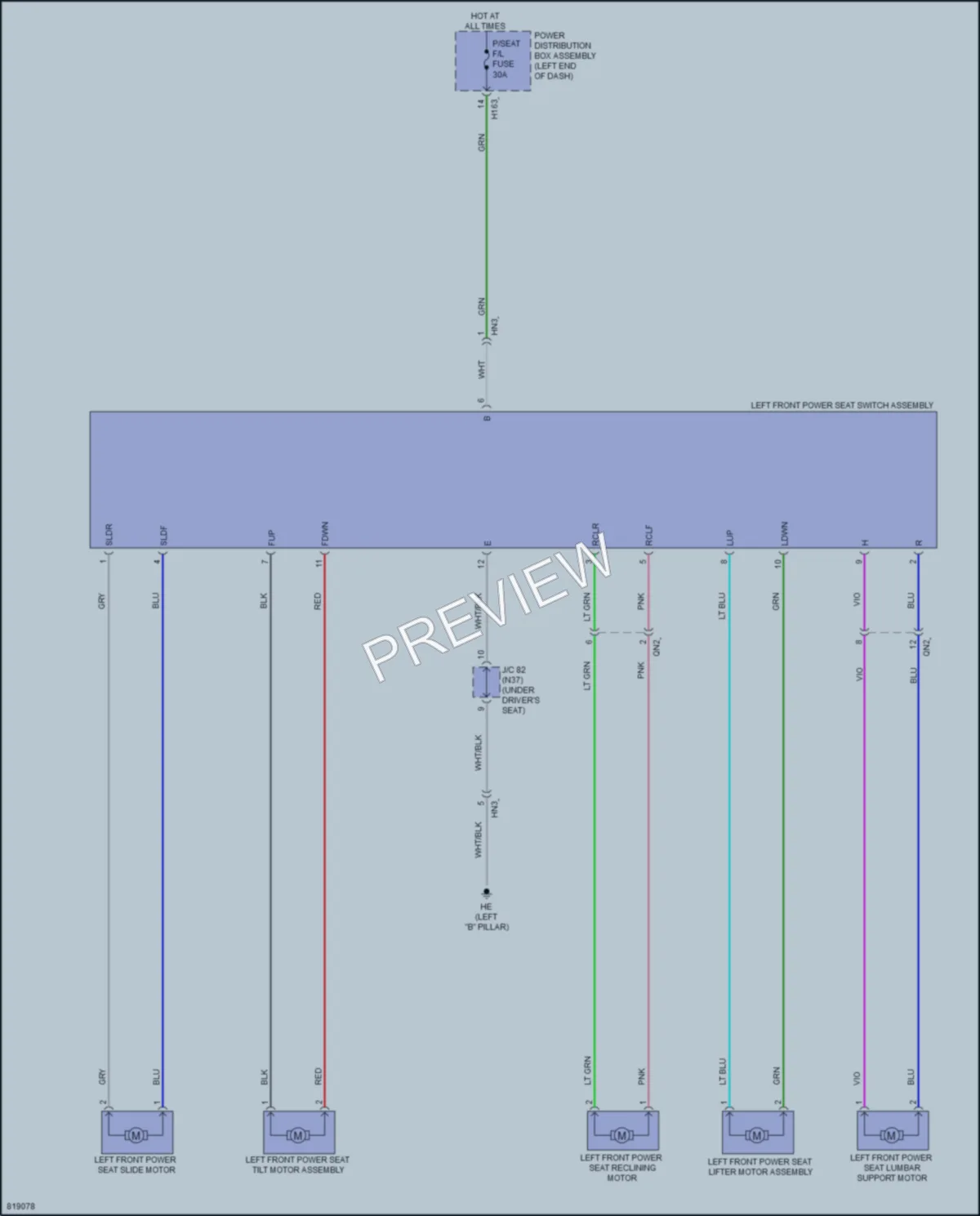2023 Lexus RX350 Power Seats wiring diagram preview