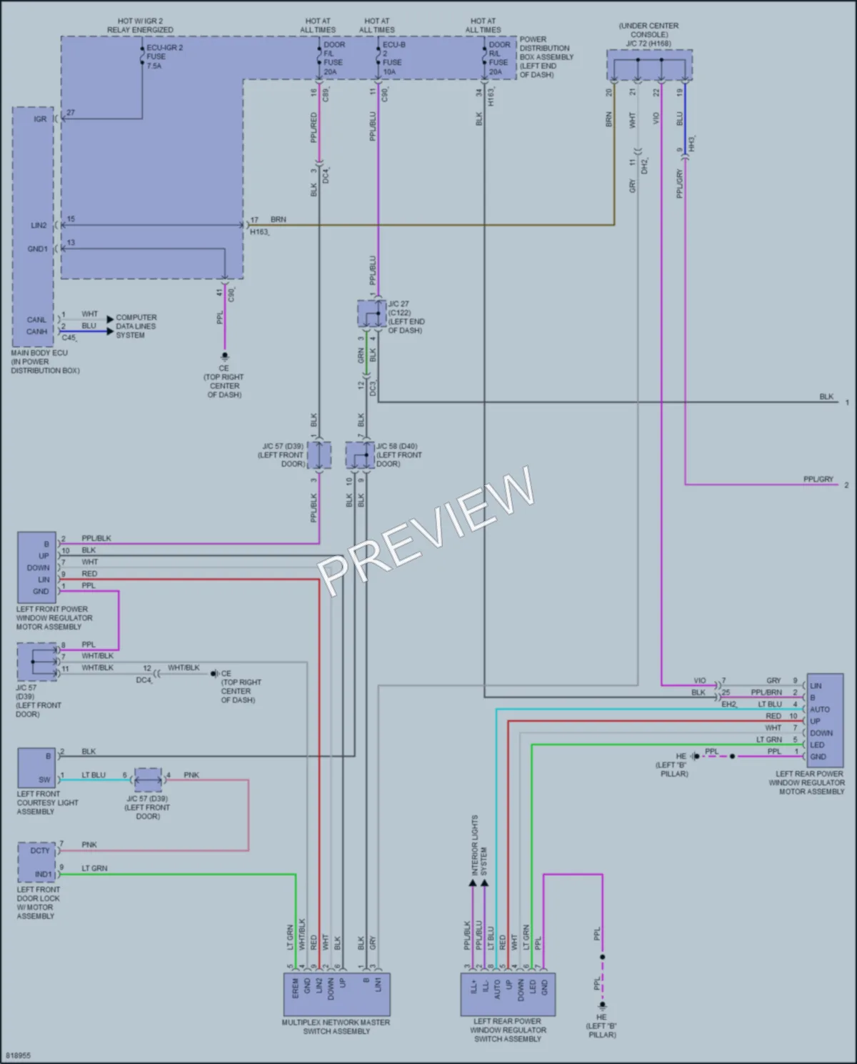 2023 Lexus RX350 Power Windows wiring diagram preview