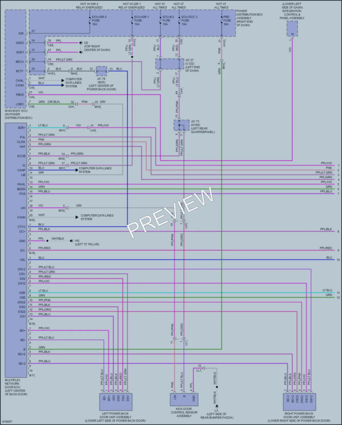 2023 Lexus RX350 Trunk Tailgate Fuel Door wiring diagram preview