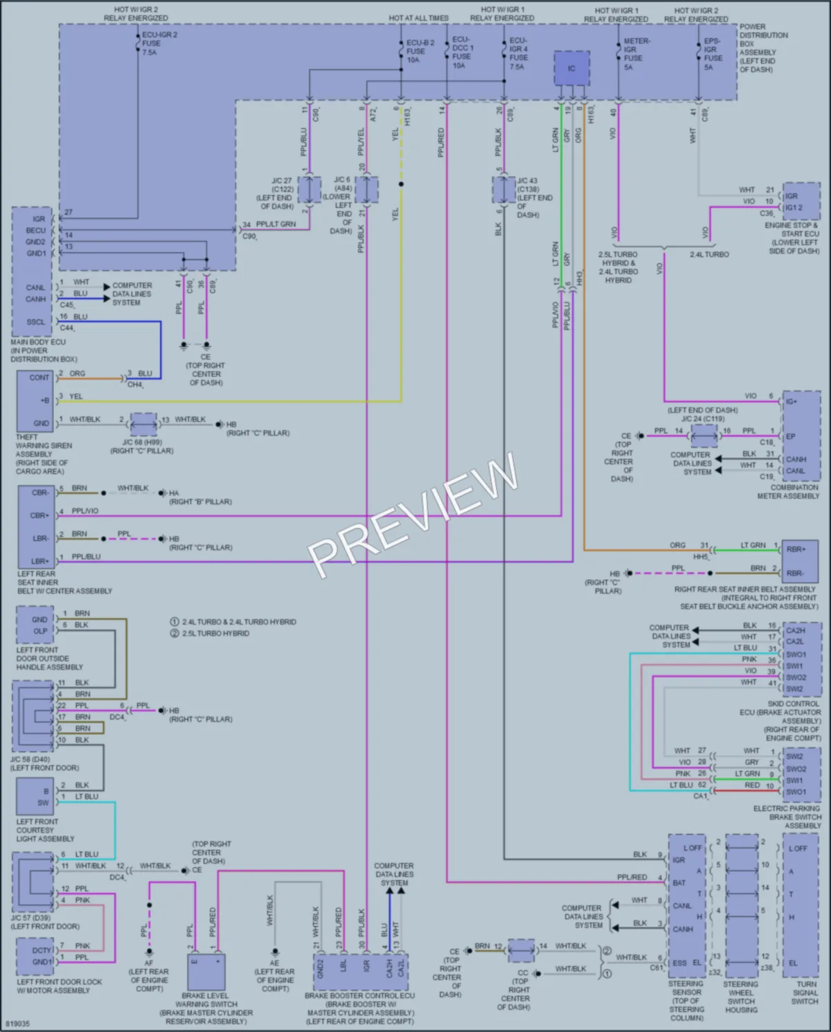 2023 Lexus RX350 Warning Systems wiring diagram preview