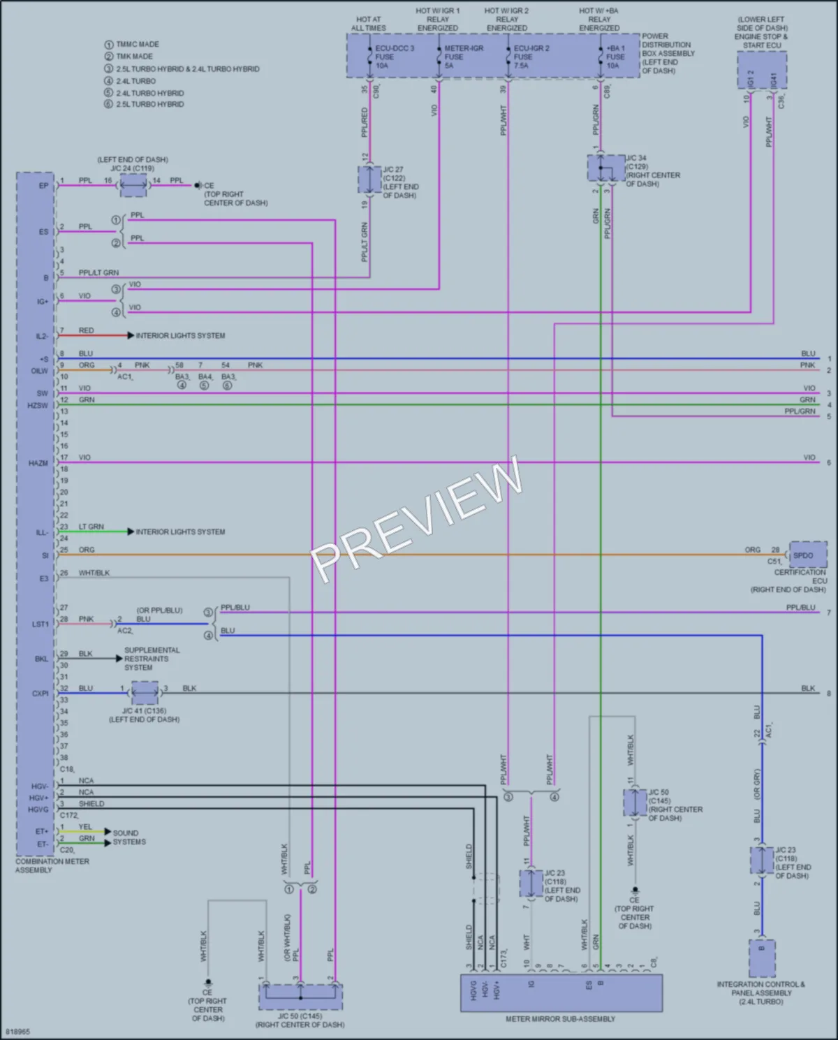2023 Lexus RX350h Instrument Cluster wiring diagram preview
