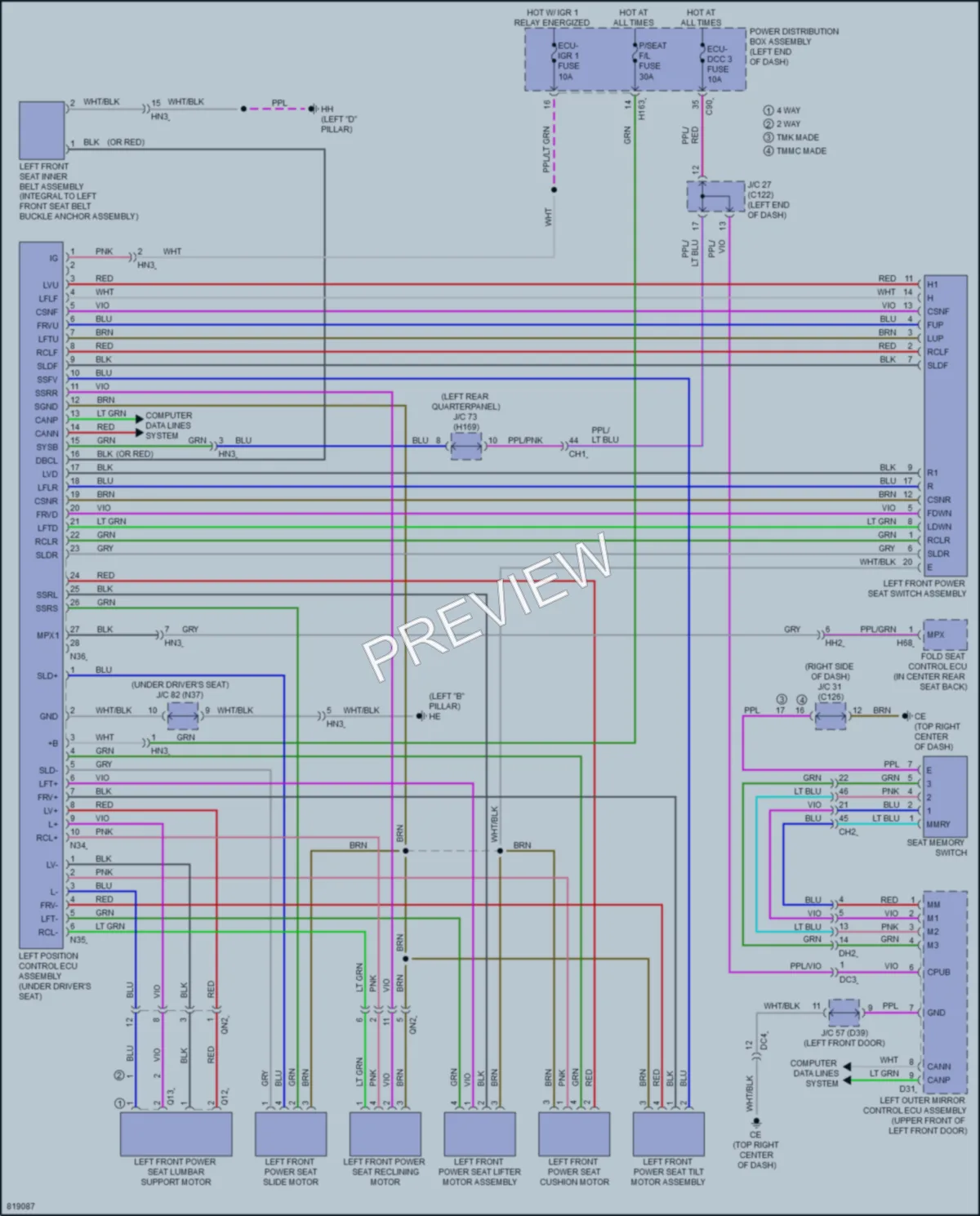 2023 Lexus RX350h Memory Systems wiring diagram preview