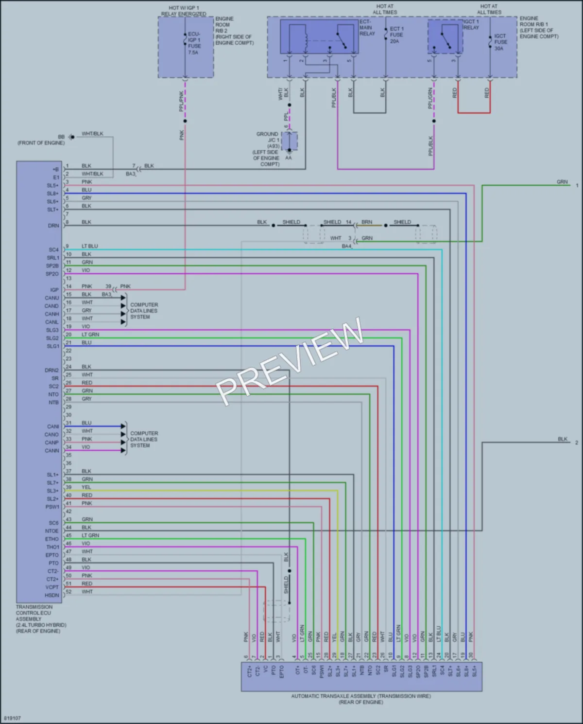 2023 Lexus RX350h Transmission wiring diagram preview