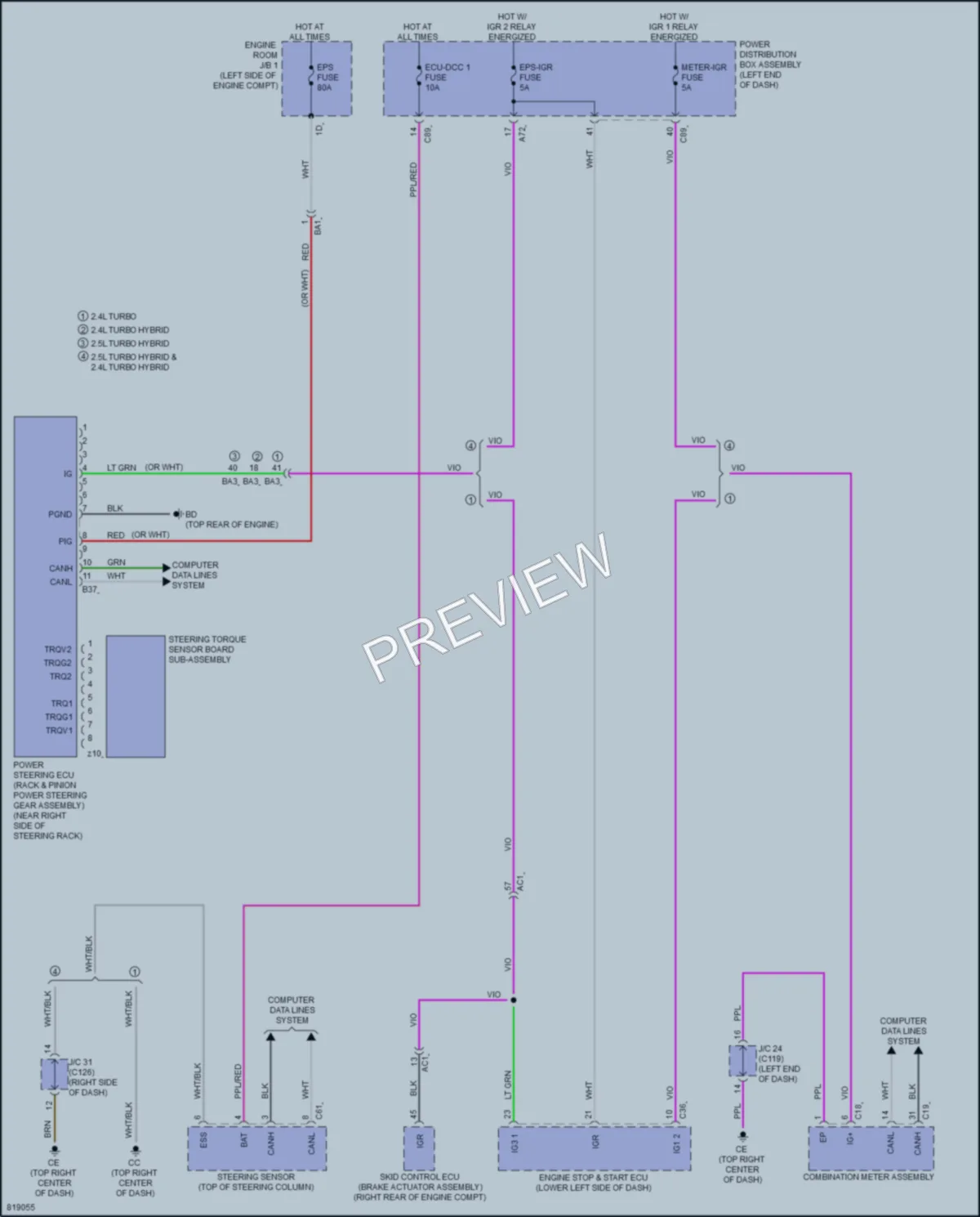 2023 Lexus RX500h Electronic Power Steering wiring diagram preview