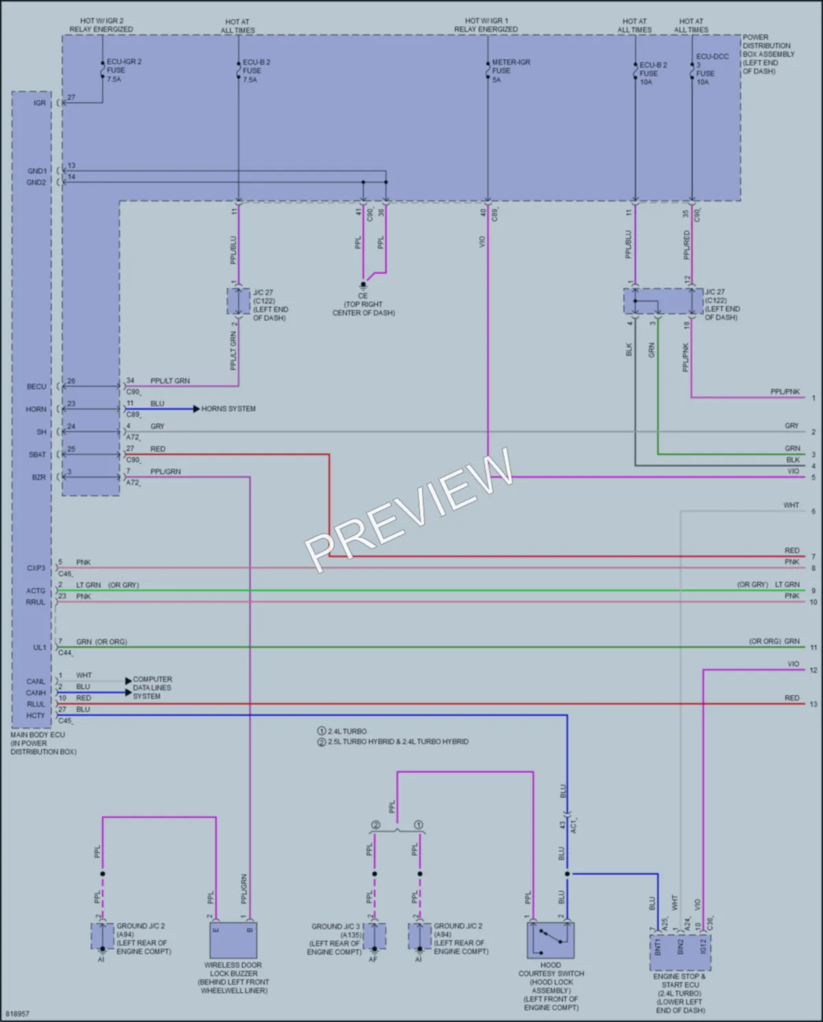 2023 Lexus RX500h Power Door Locks wiring diagram preview