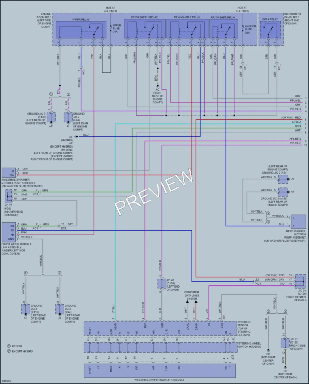 2023 Lexus RX500h Wiper Washer wiring diagram preview