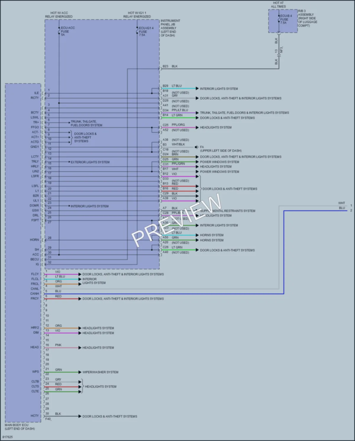 2023 Lexus UX250h Body Control Modules wiring diagram preview
