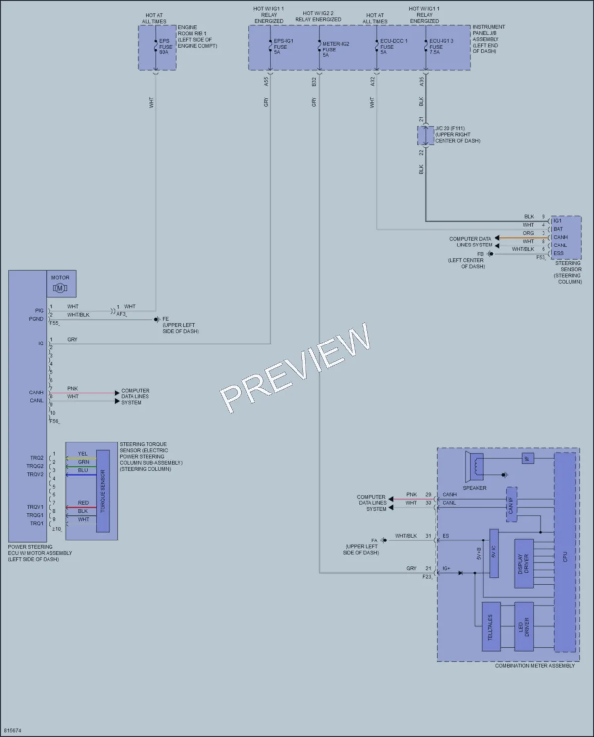 2023 Lexus UX250h Electronic Power Steering wiring diagram preview