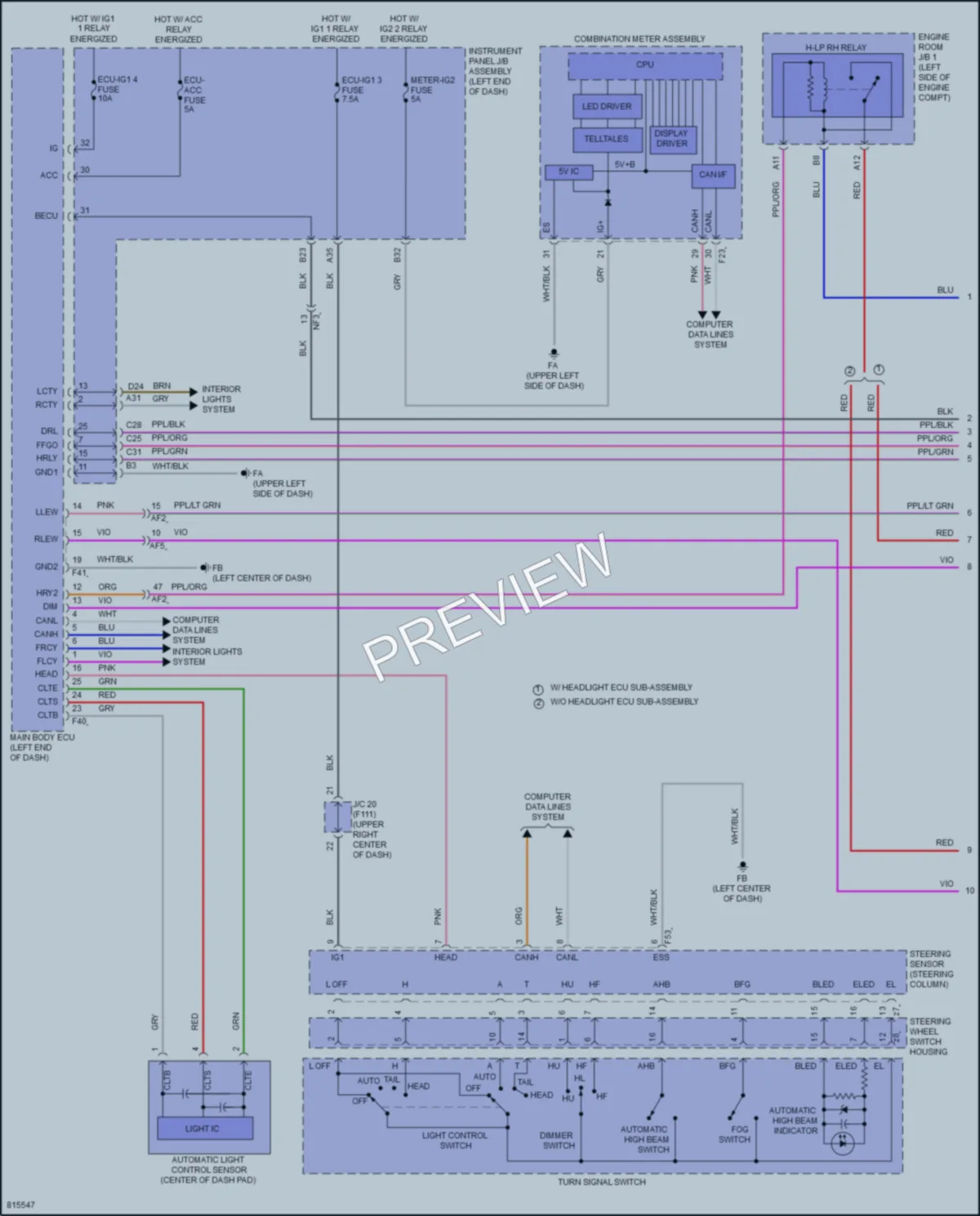 2023 Lexus UX250h Headlights wiring diagram preview