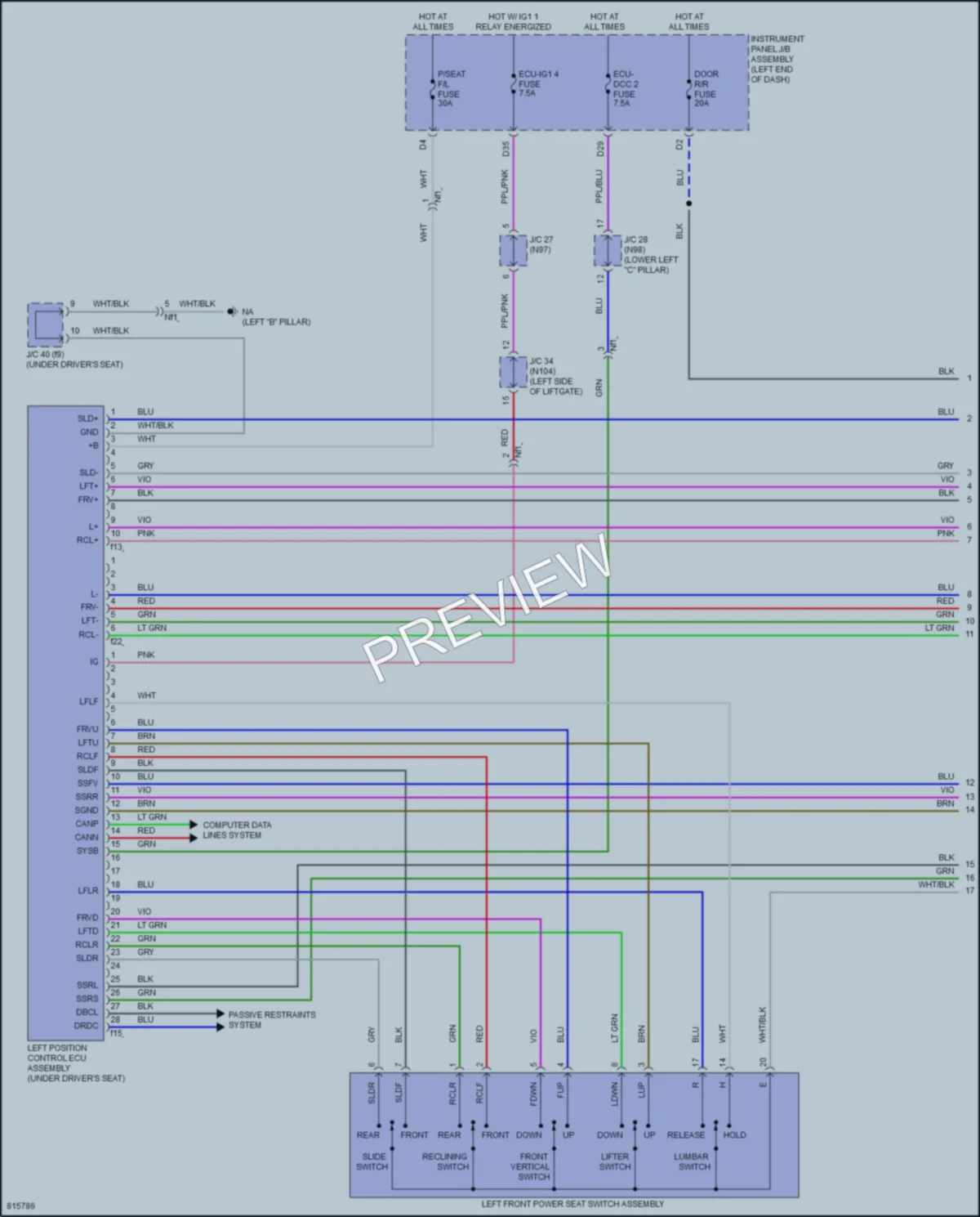 2023 Lexus UX250h Memory Systems wiring diagram preview