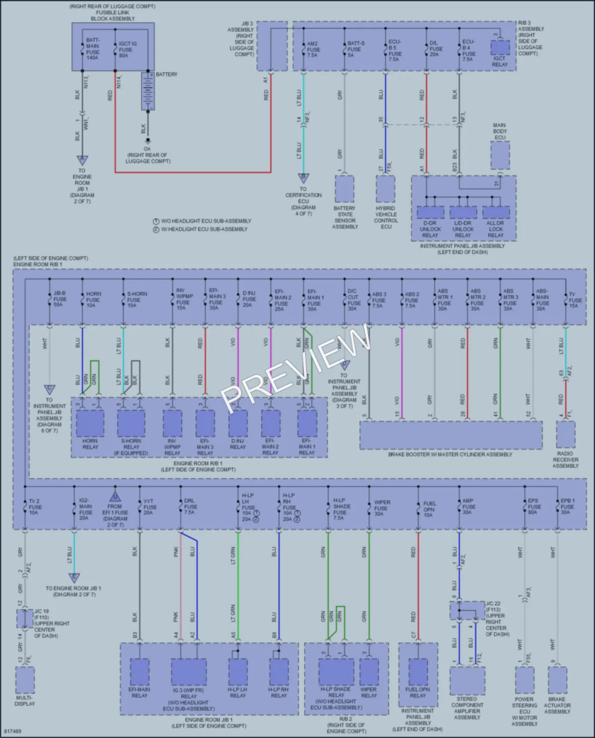 2023 Lexus UX250h Power Distribution wiring diagram preview