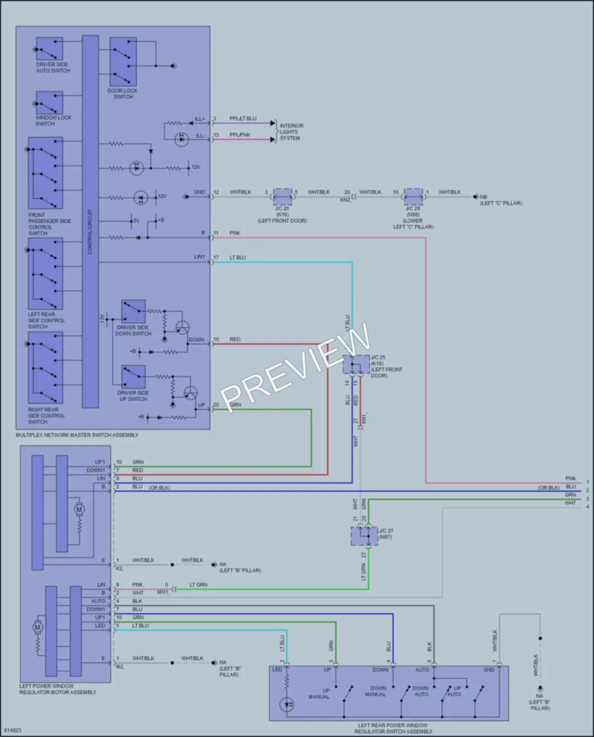 2023 Lexus UX250h Power Windows wiring diagram preview