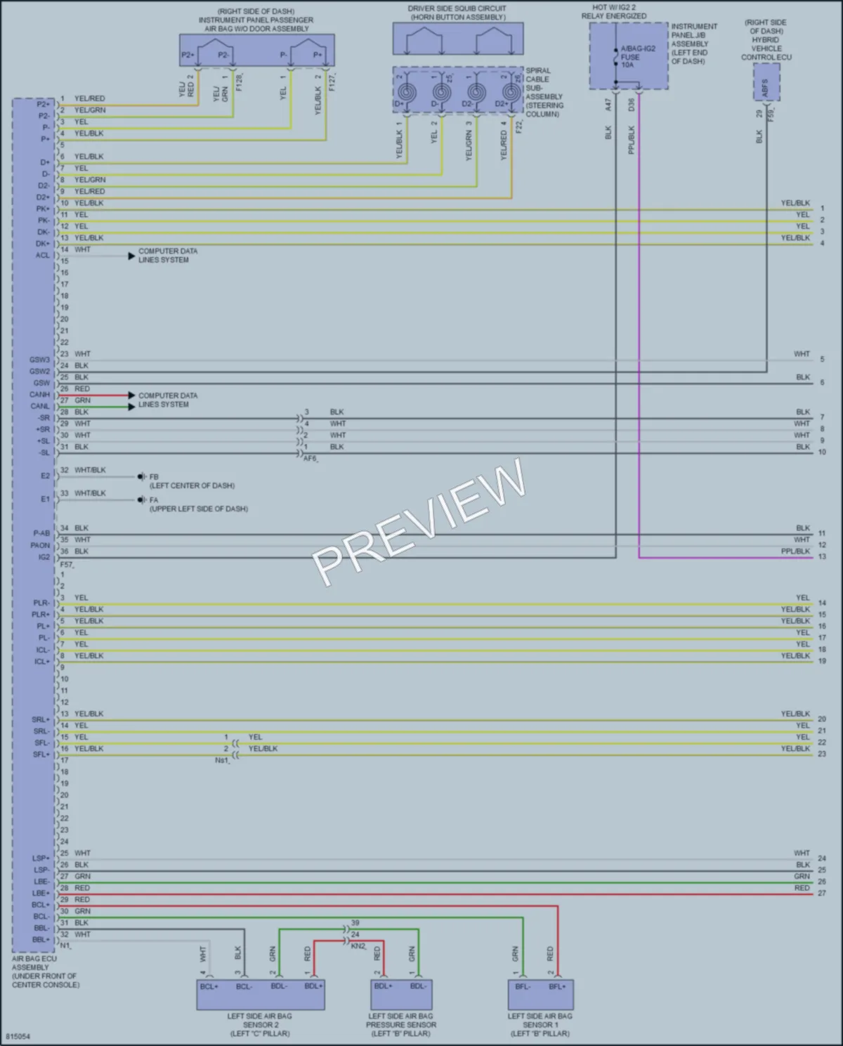 2023 Lexus UX250h Supplemental Restraints wiring diagram preview