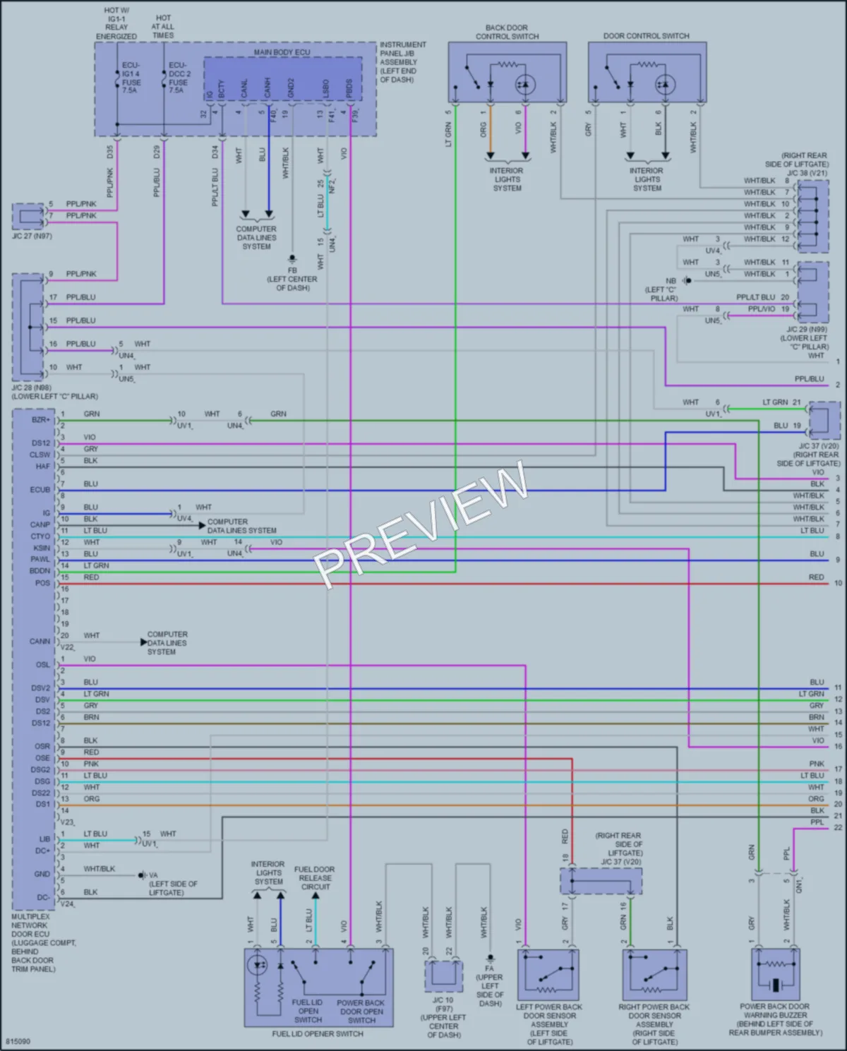 2023 Lexus UX250h Trunk Tailgate Fuel Door wiring diagram preview