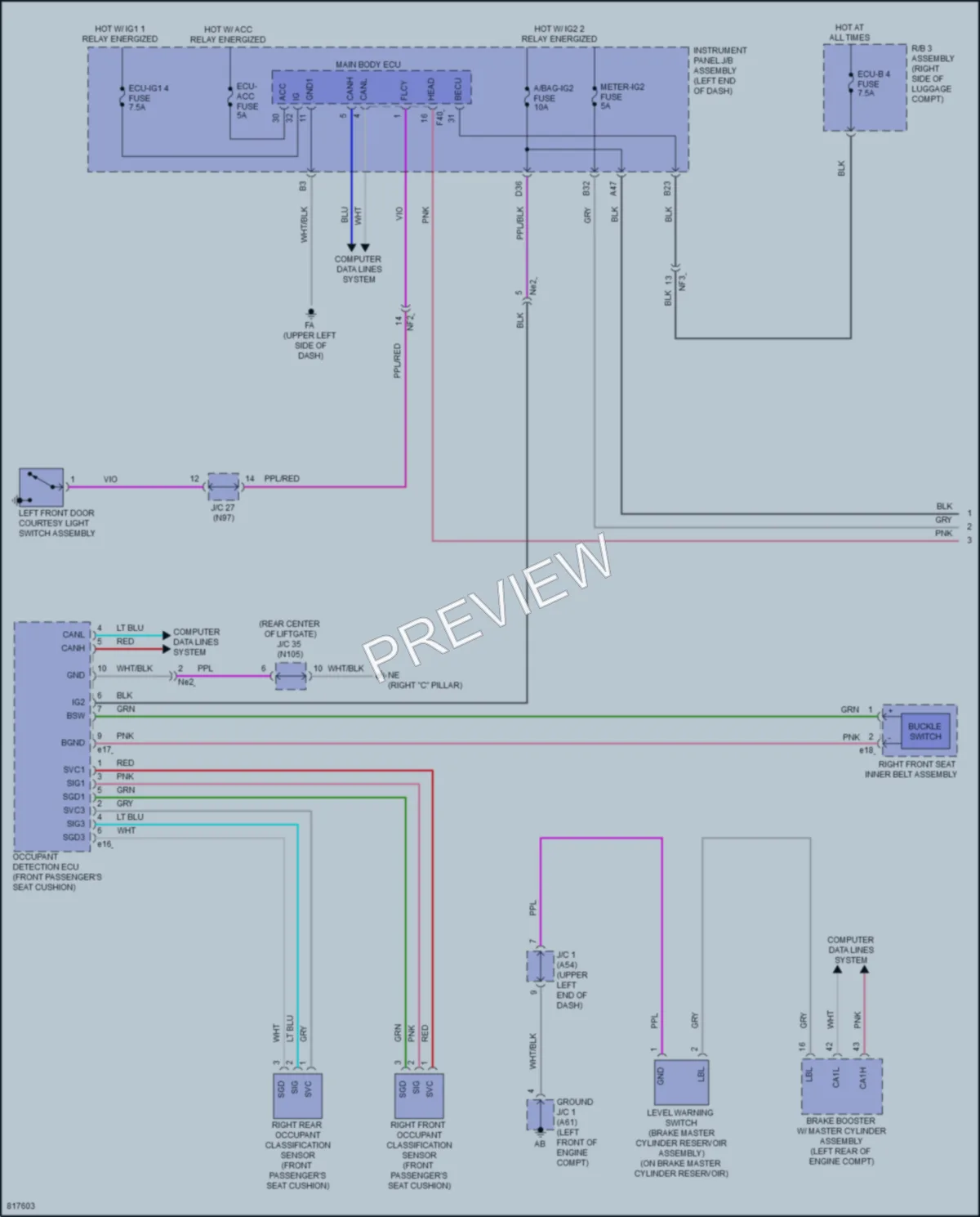 2023 Lexus UX250h Warning Systems wiring diagram preview