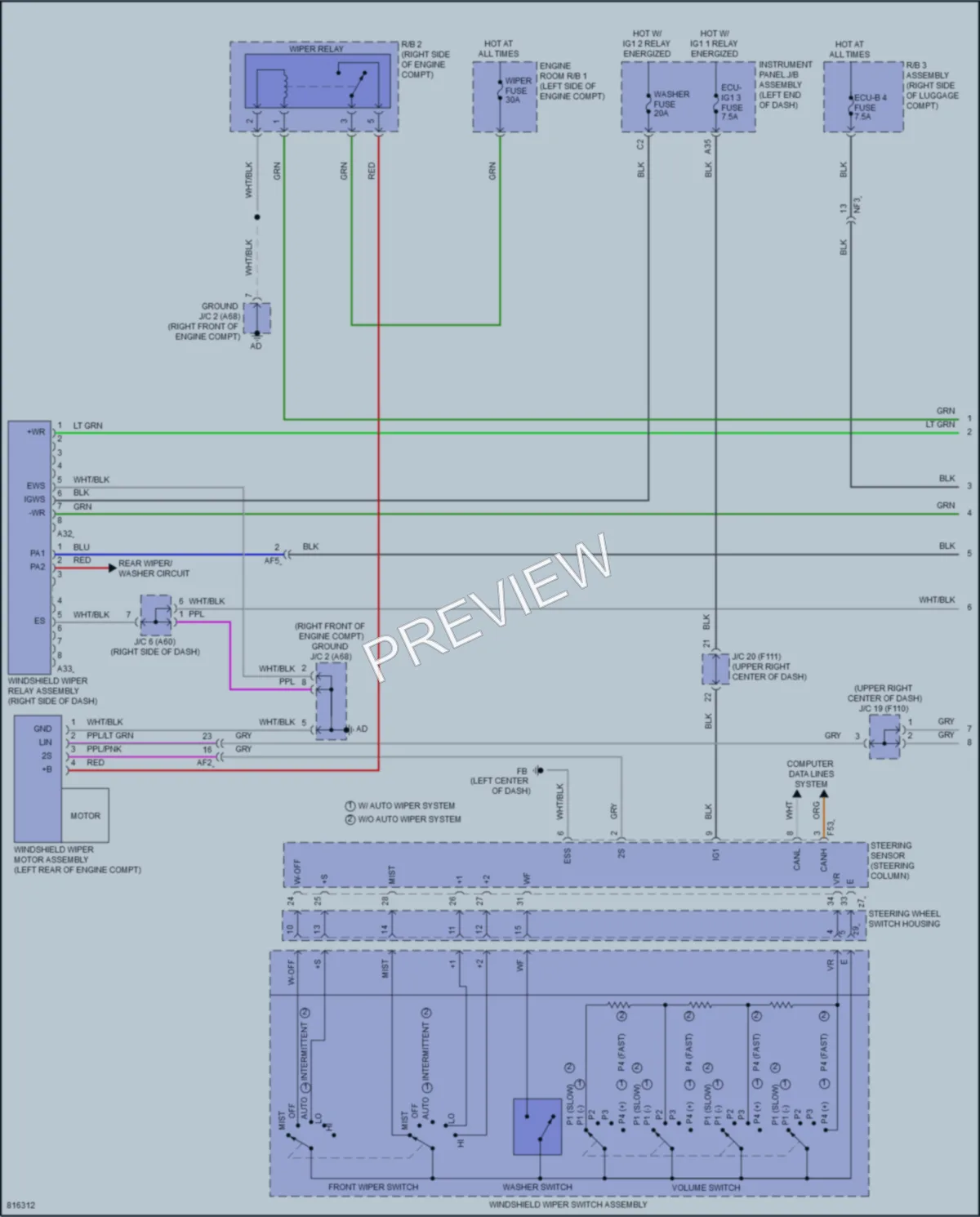 2023 Lexus UX250h Wiper Washer wiring diagram preview