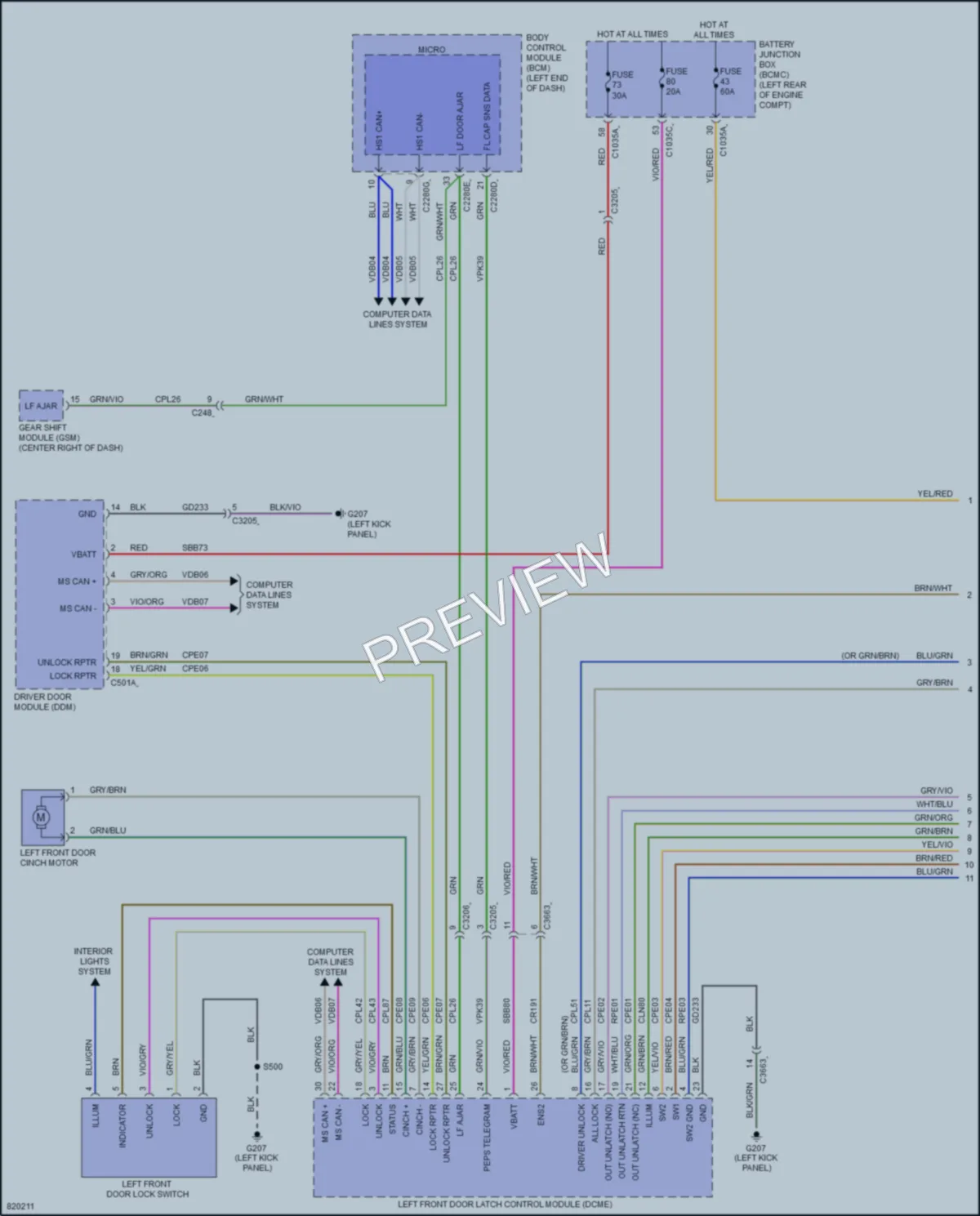2023 Lincoln Aviator Power Door Locks wiring diagram preview