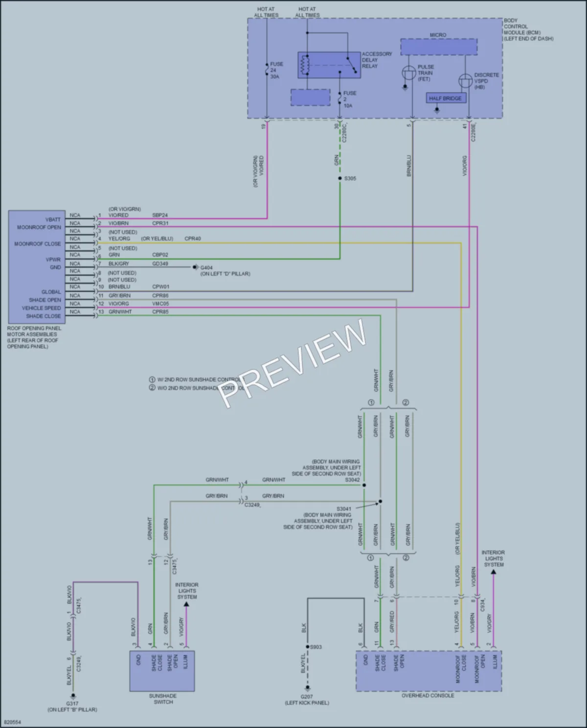 2023 Lincoln Aviator Power Top Sunroof wiring diagram preview