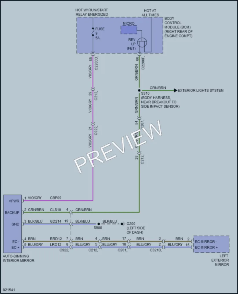 2023 Lincoln Corsair Power Mirrors wiring diagram preview