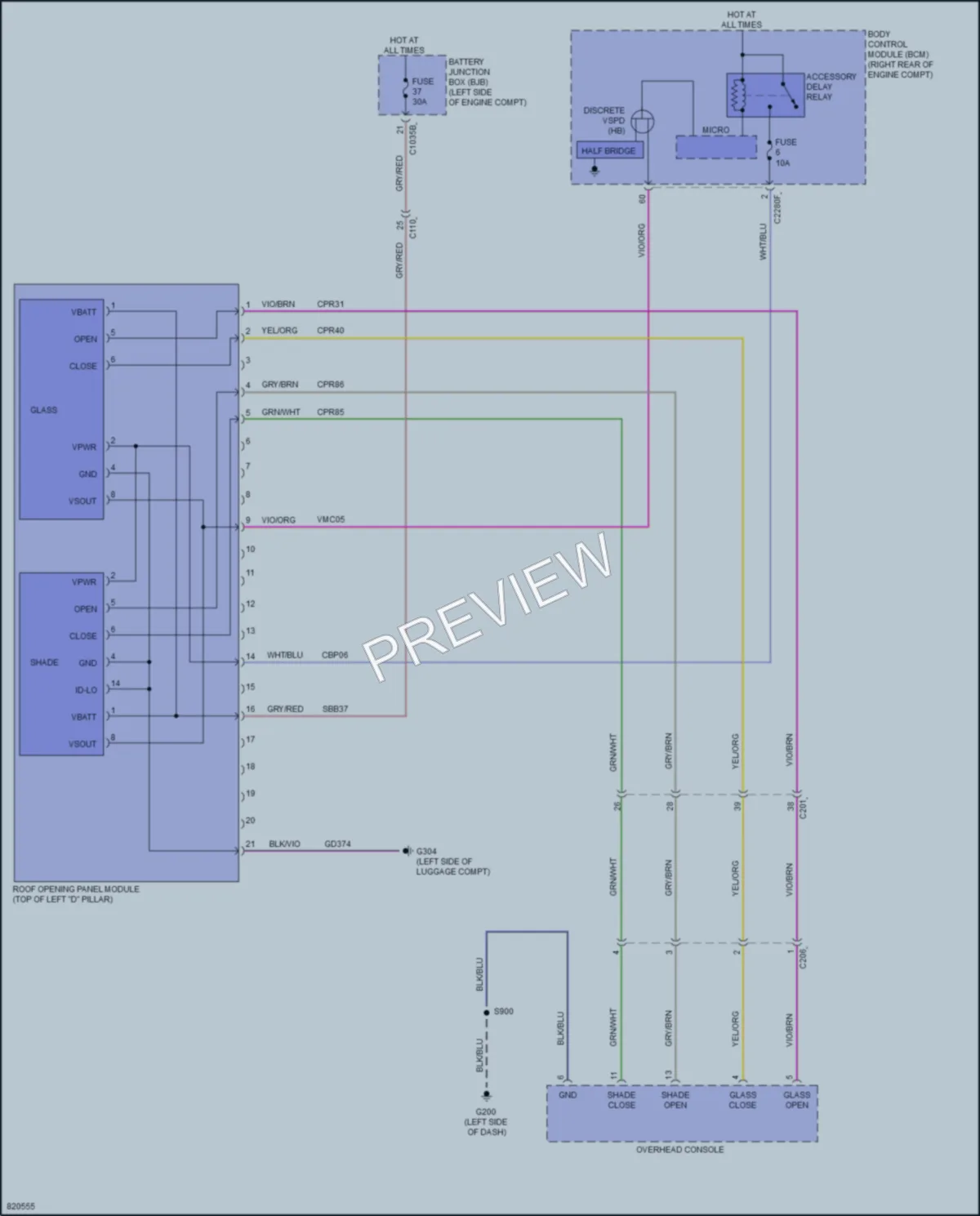 2023 Lincoln Corsair Power Top Sunroof wiring diagram preview
