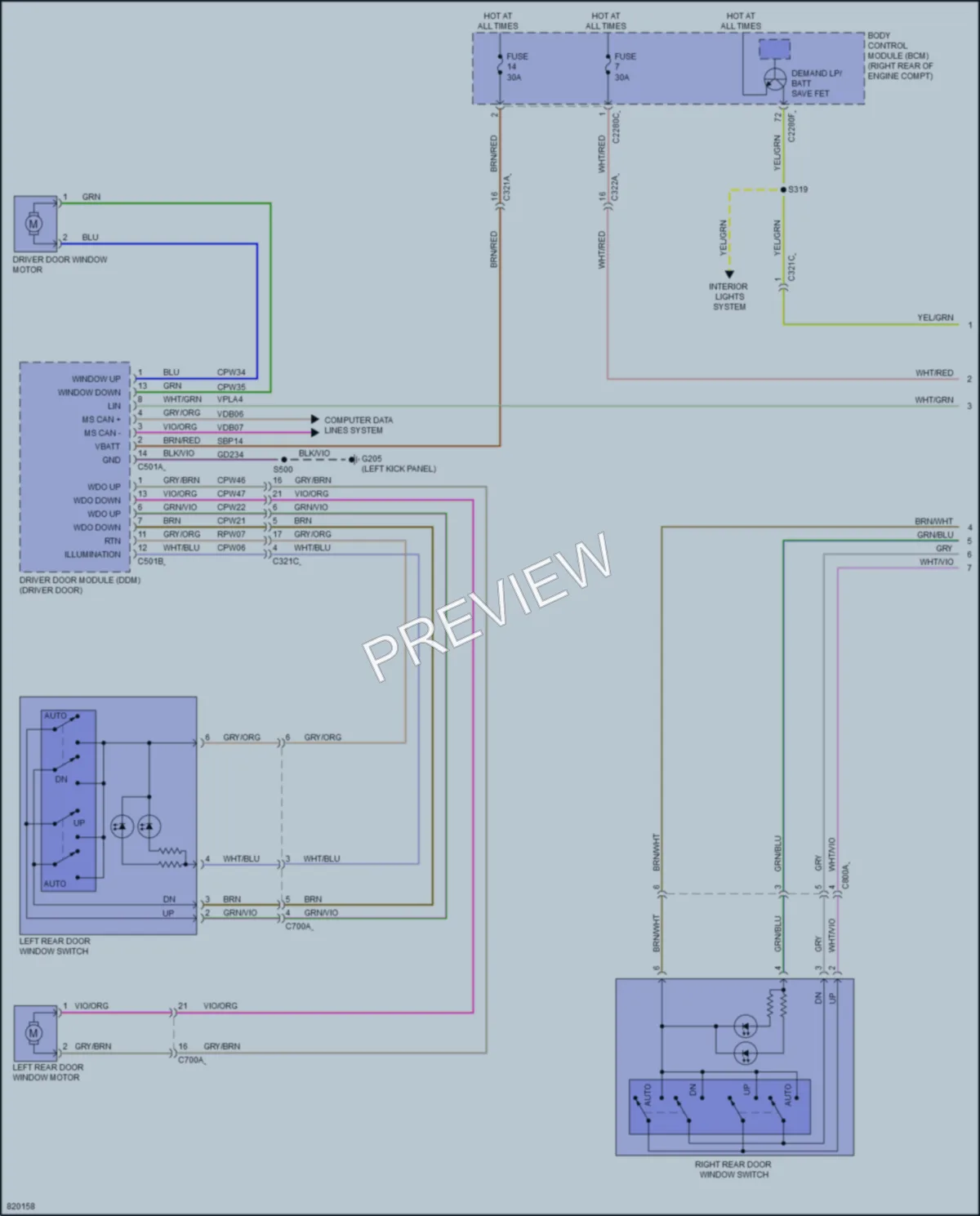 2023 Lincoln Corsair Power Windows wiring diagram preview