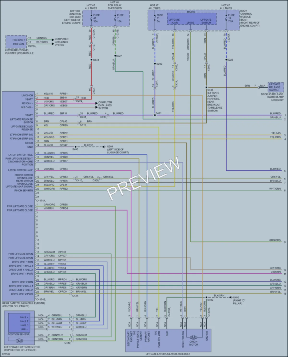 2023 Lincoln CorsairPlugIn Trunk Tailgate Fuel Door wiring diagram preview