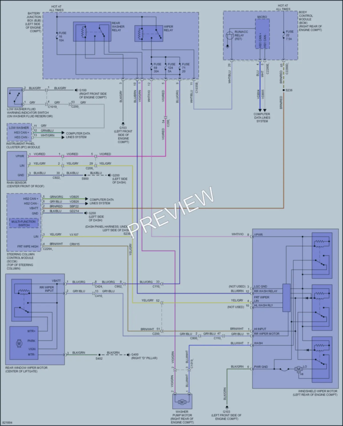 2023 Lincoln CorsairPlugIn Wiper Washer wiring diagram preview