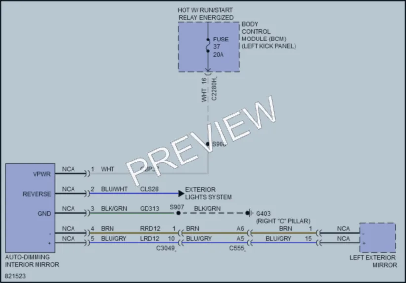 2023 Lincoln Nautilus Power Mirrors wiring diagram preview