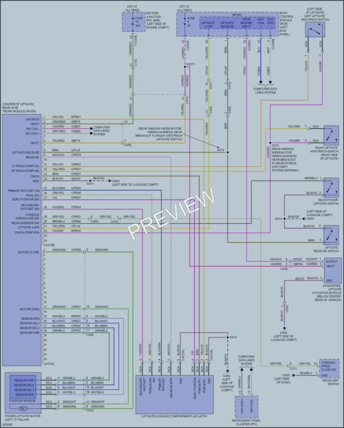 2023 Lincoln Nautilus Trunk Tailgate Fuel Door wiring diagram preview