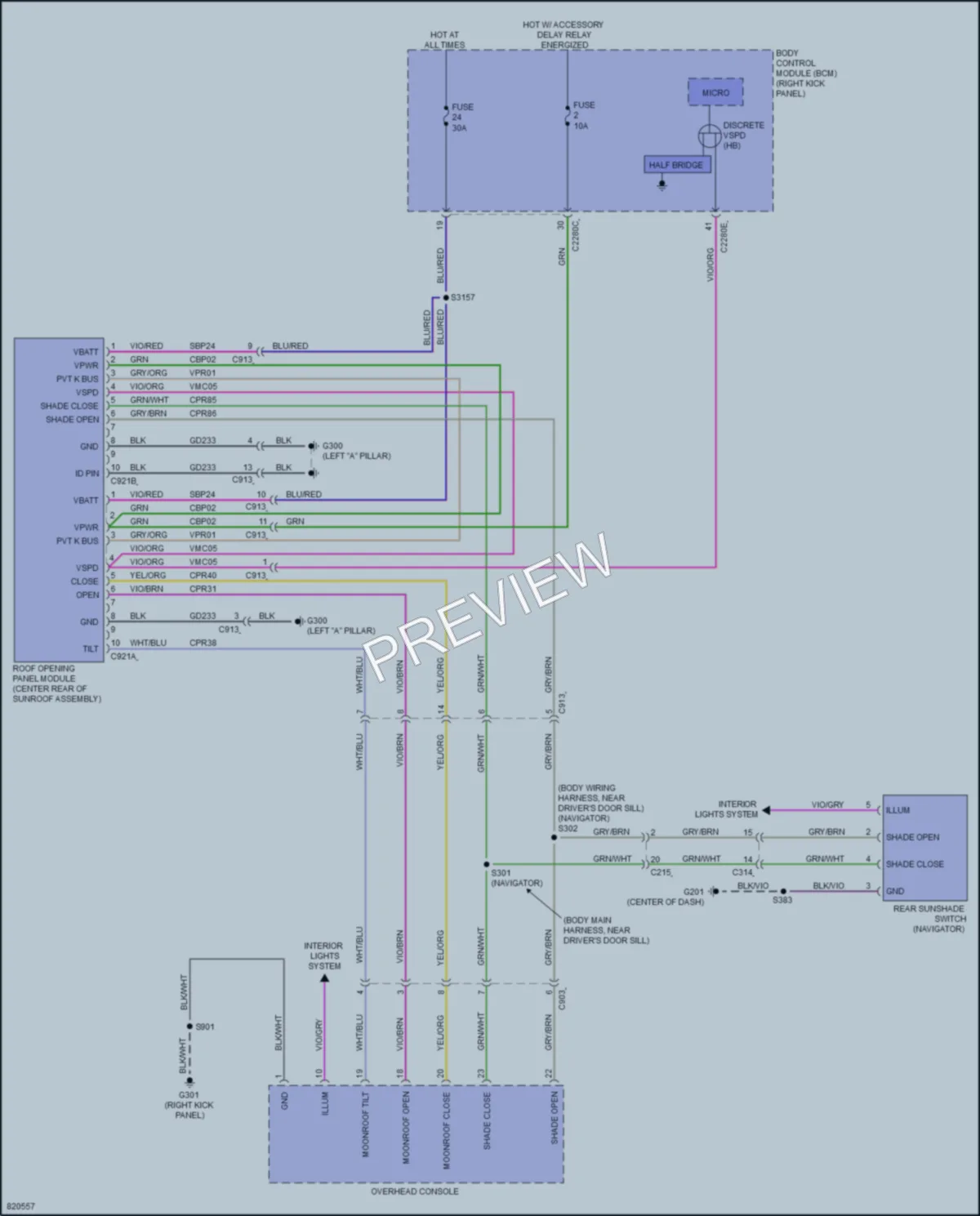 2023 Lincoln Navigator Power Top Sunroof wiring diagram preview