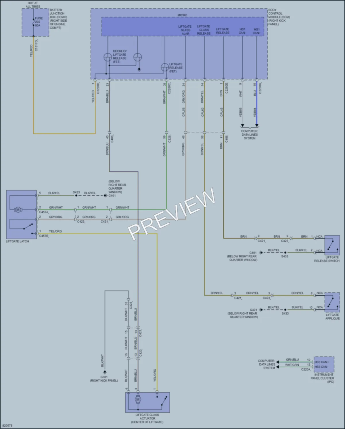 2023 Lincoln NavigatorL Trunk Tailgate Fuel Door wiring diagram preview