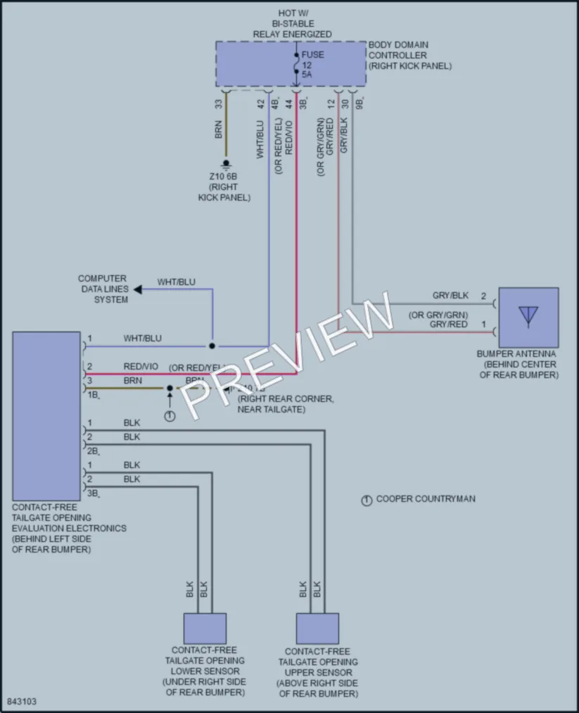 2023 MINI Cooper Trunk Tailgate Fuel Door wiring diagram preview
