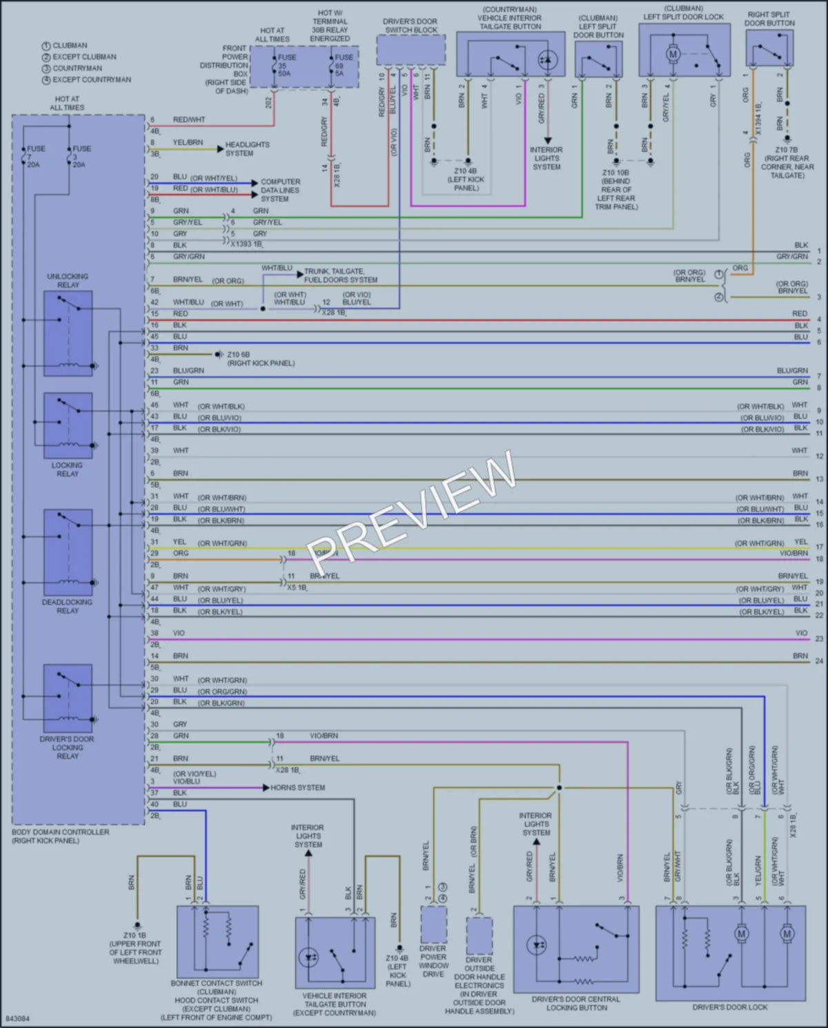 2023 MINI CooperClubman Power Door Locks wiring diagram preview