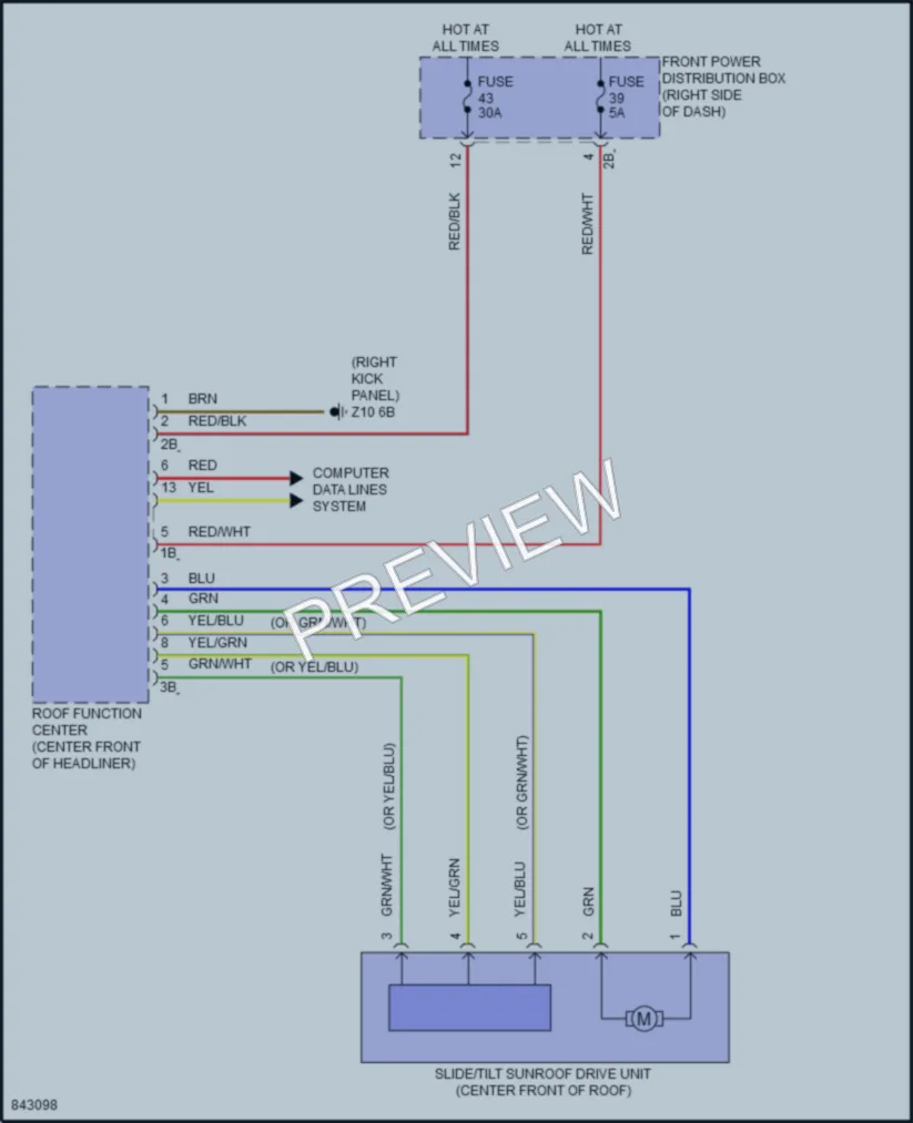 2023 MINI CooperClubman Power Top Sunroof wiring diagram preview