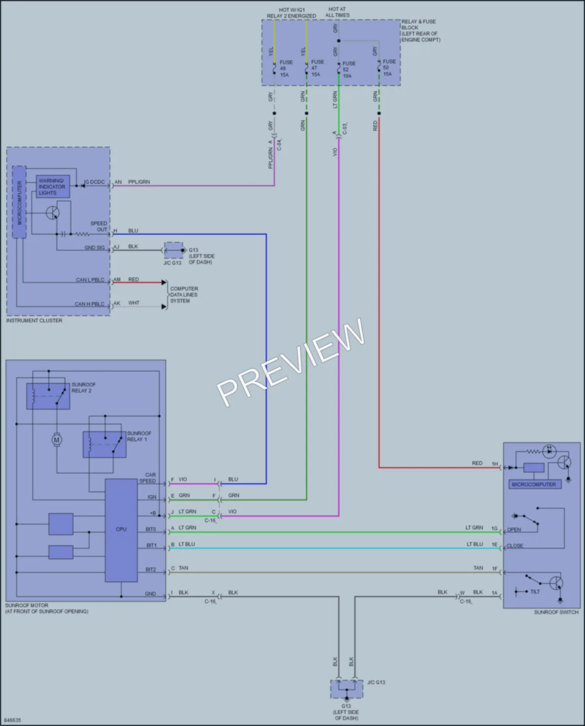 2023 Mazda CX30 Power Top Sunroof wiring diagram preview