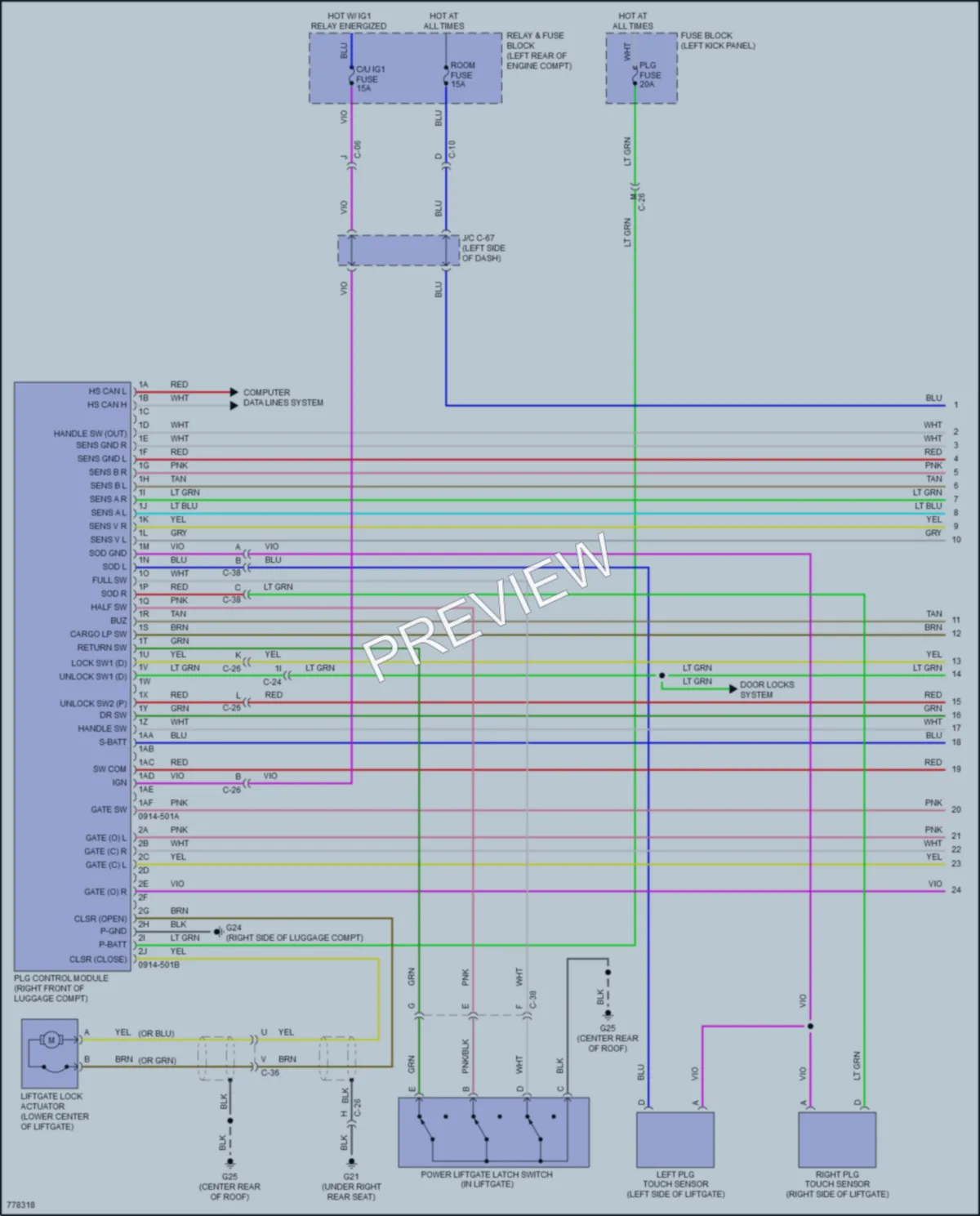 2023 Mazda CX5 Trunk Tailgate Fuel Door wiring diagram preview