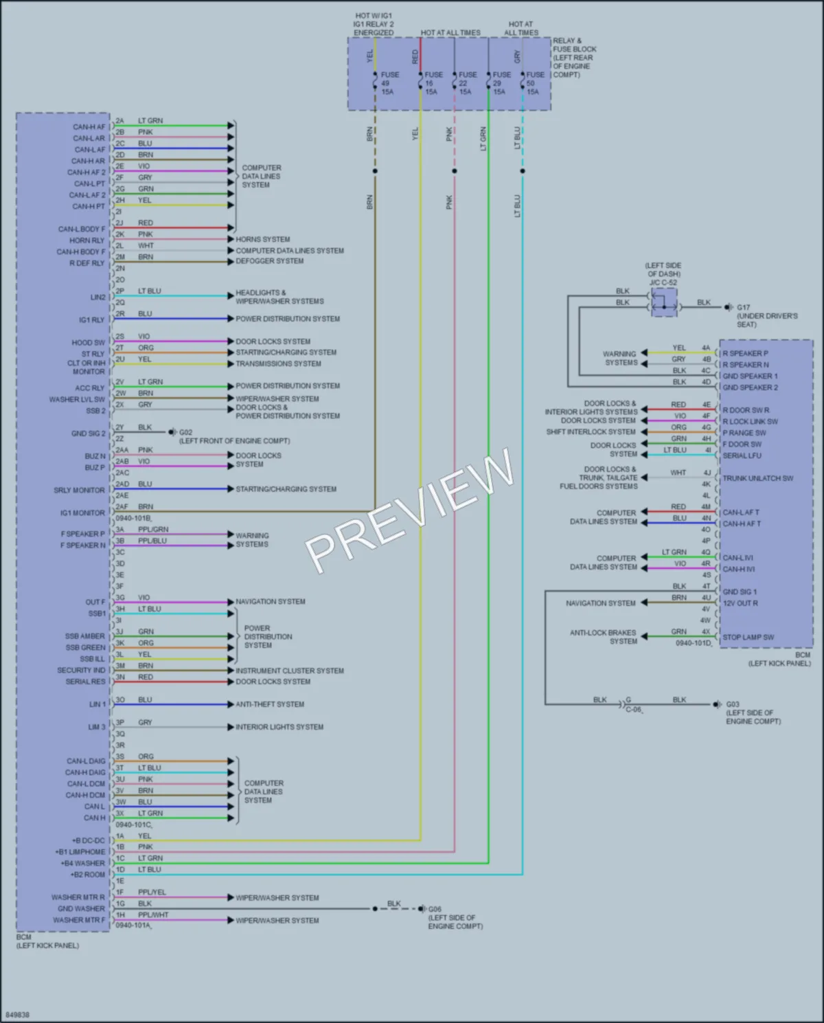 2023 Mazda CX50 Body Control Modules wiring diagram preview