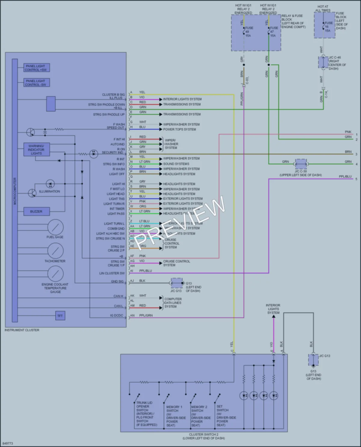 2023 Mazda CX50 Instrument Cluster wiring diagram preview