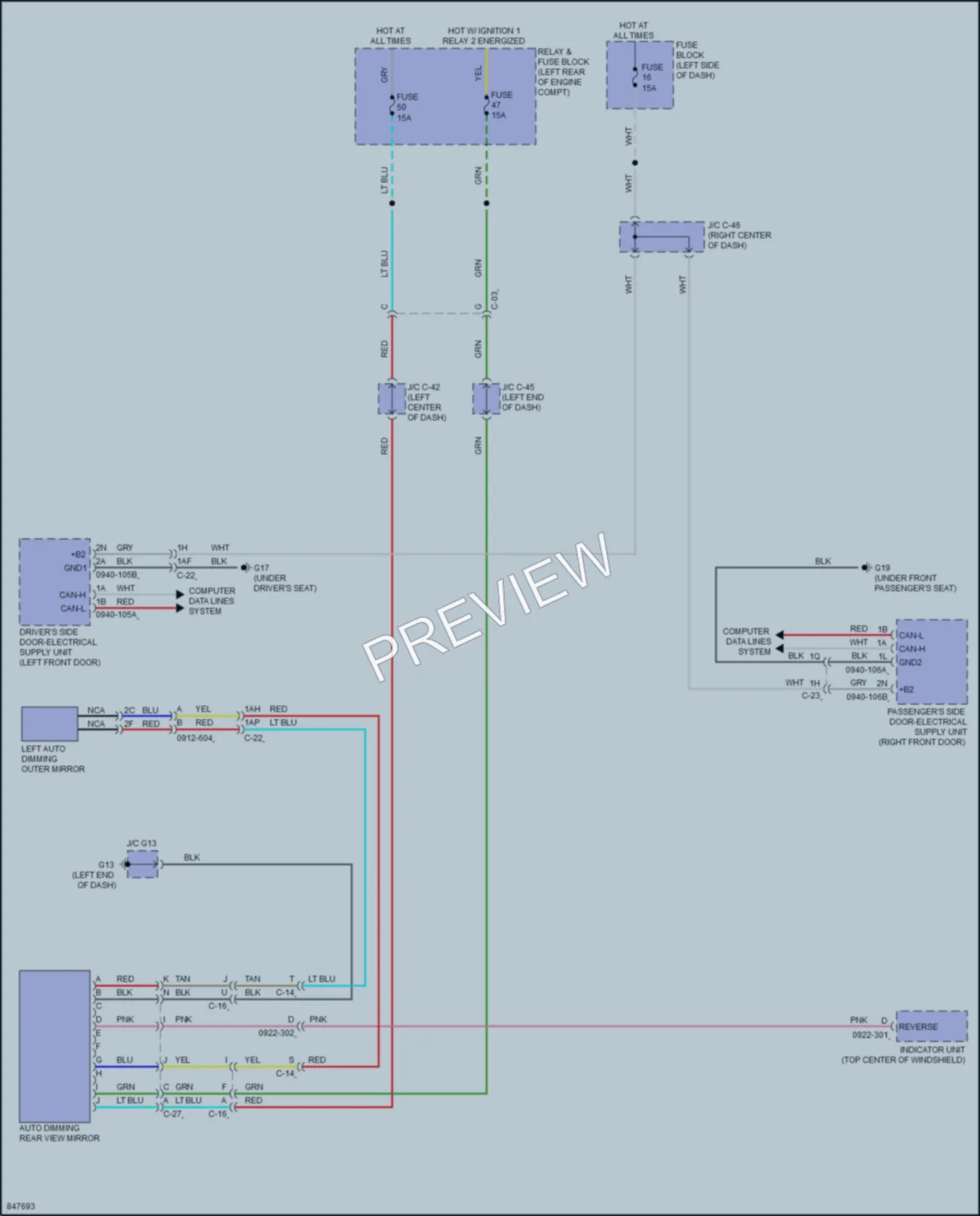 2023 Mazda CX50 Power Mirrors wiring diagram preview