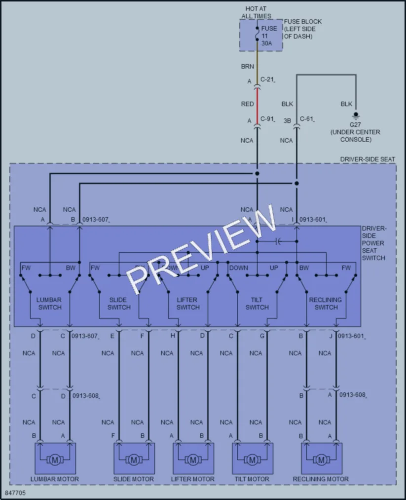 2023 Mazda CX50 Power Seats wiring diagram preview